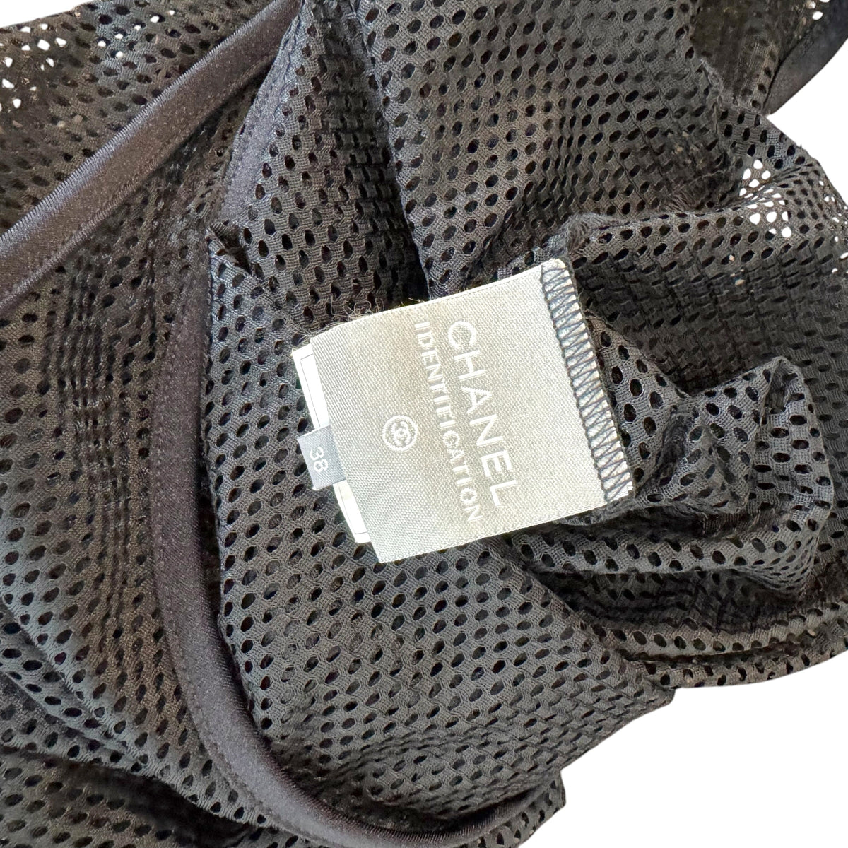 Chanel Black Mesh Logo Back Tank Top