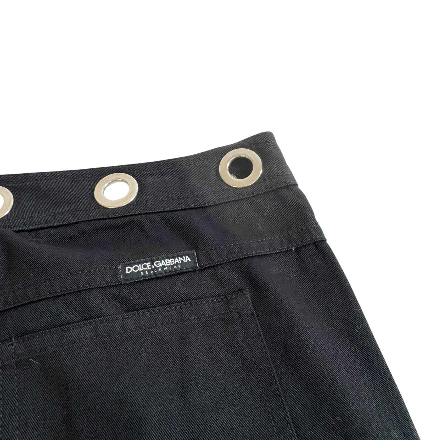 Dolce & Gabbana Black Capri Pants with Silver Rivet Waist