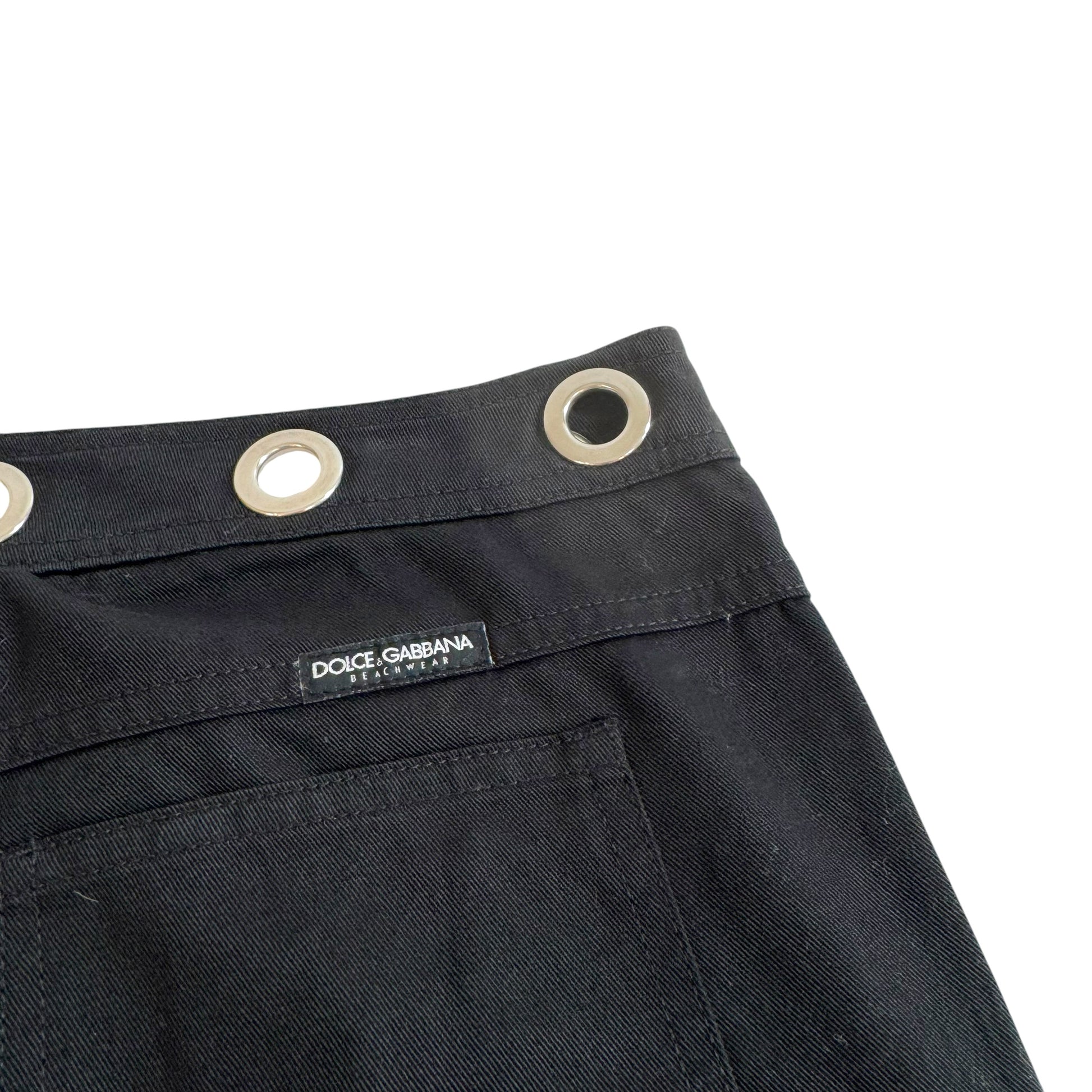Dolce & Gabbana Black Capri Pants with Silver Rivet Waist
