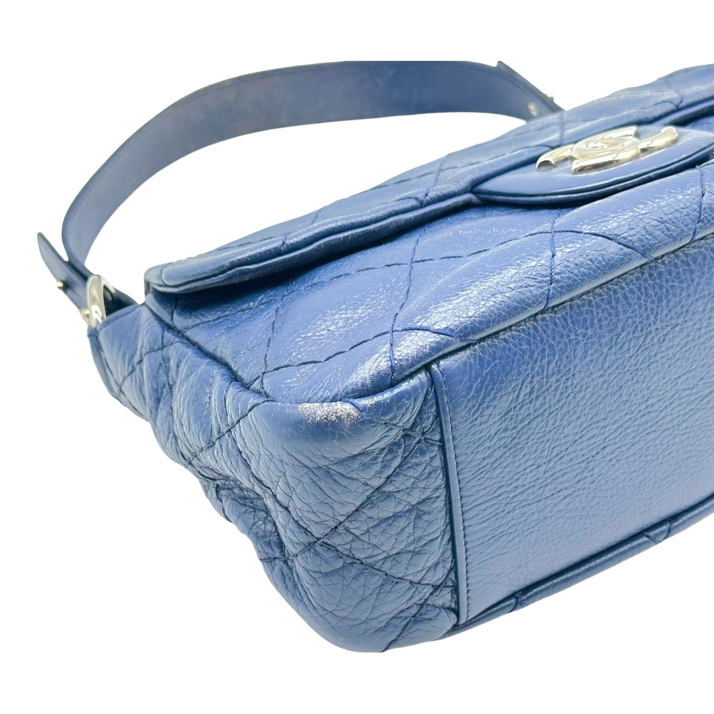 Chanel Blue Wild Stitch Matelasse Shoulder Flap Bag 2009-10