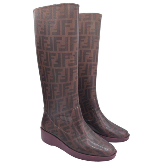 Fendi Purple Zucca Monogram Rain Boots