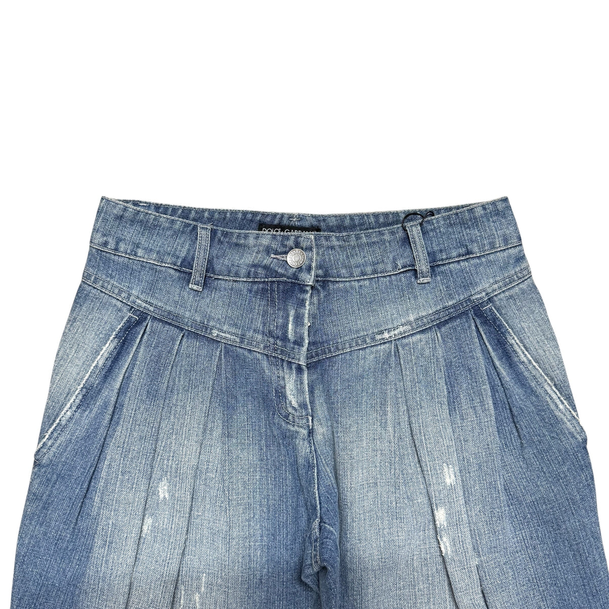 Dolce & Gabbana Distressed Denim Tapered Leg Capri Pants NEW