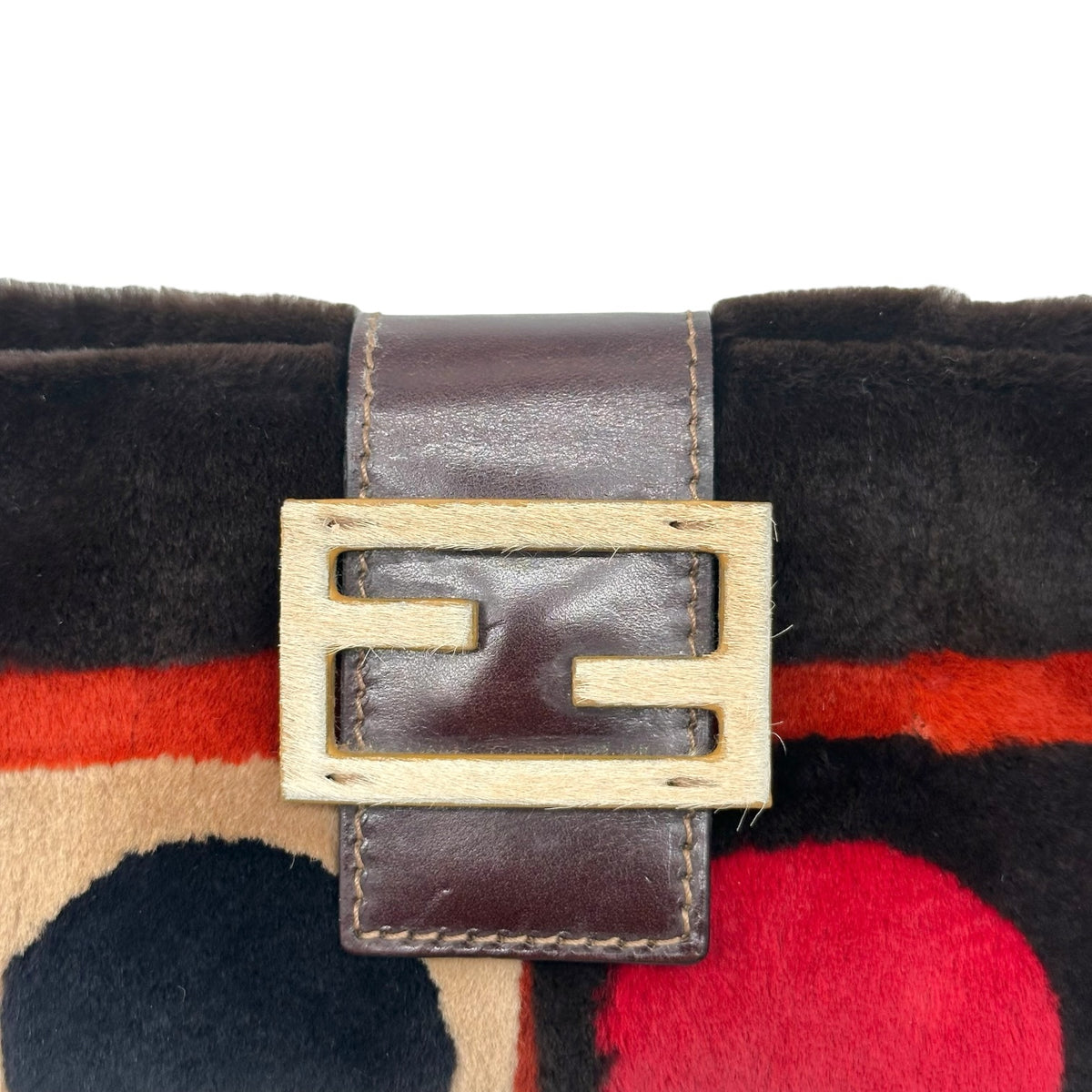 Fendi F/W 2000 Multicolor Geometric Fur Crossbody Baguette