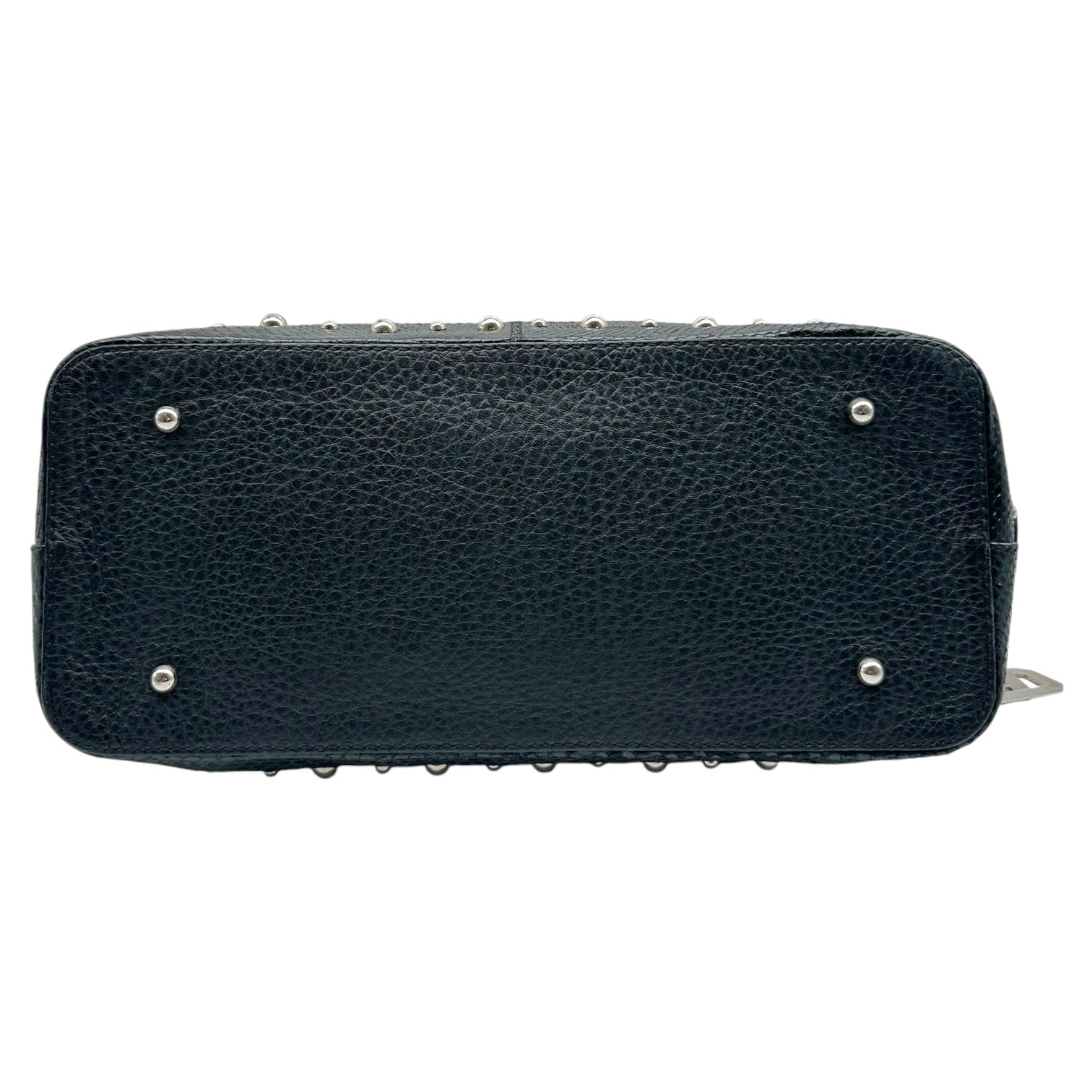 Dolce & Gabbana Black Leather Python Studded Handbag