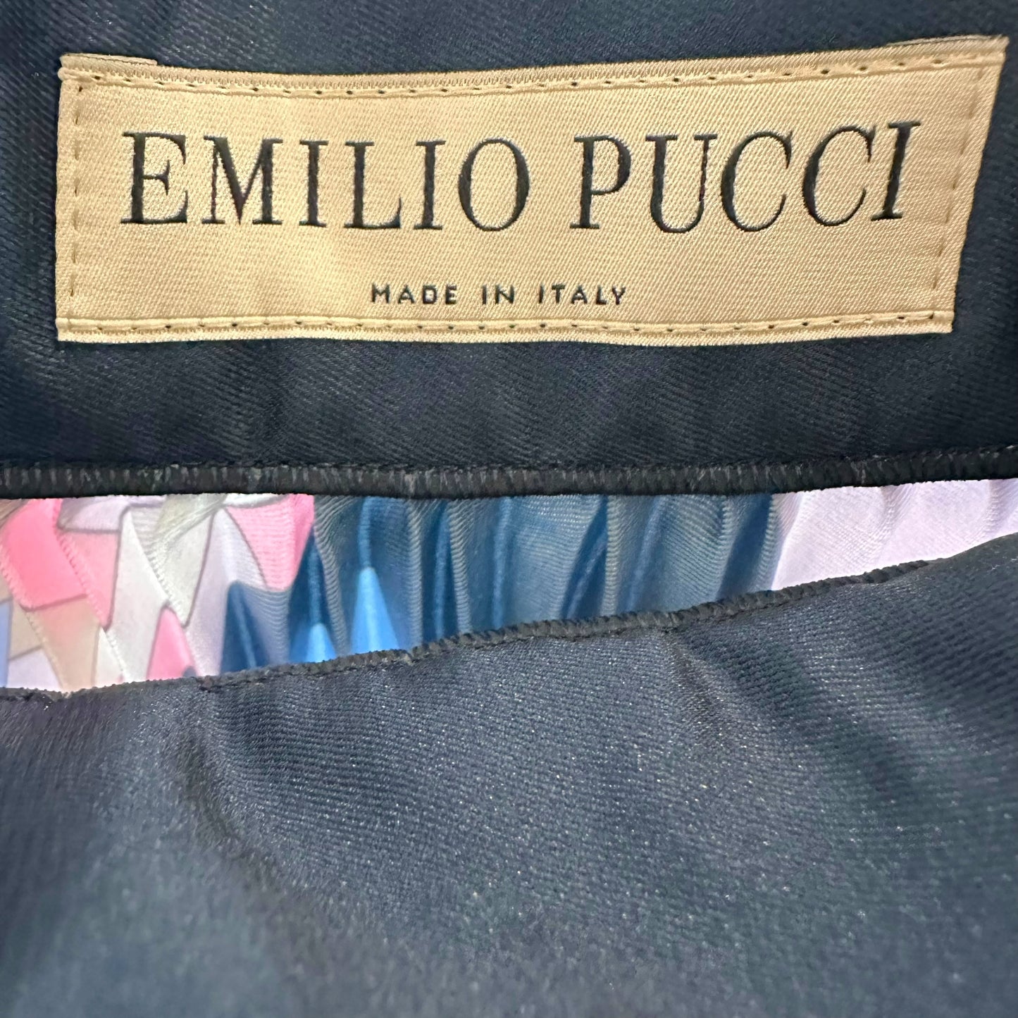 Emilio Pucci Blue Patterned Ombre Pleated Silk Maxi Skirt