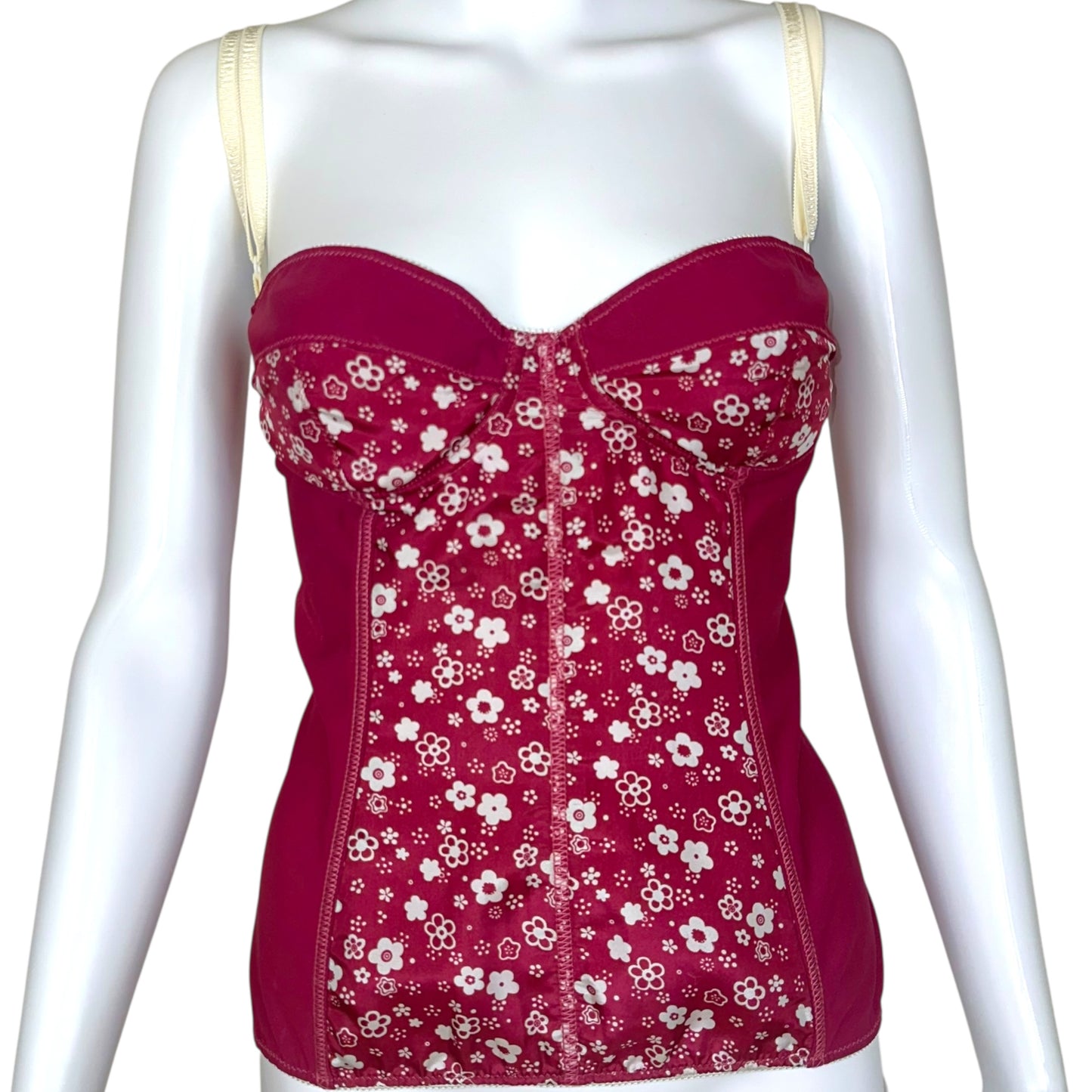 D&G Dolce & Gabbana Berry Pink Floral Corset Top