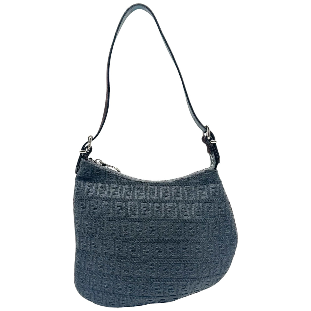 Fendi Small Oyster Bag Black Velour Zucchino Monogram