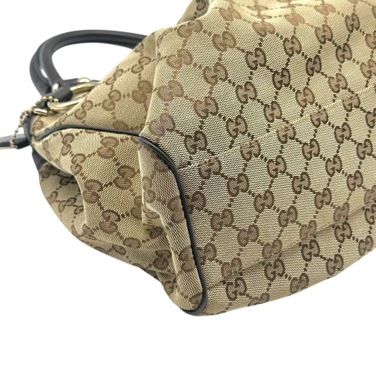 Gucci Tan Monogram Brown Leather Shoulder Bag