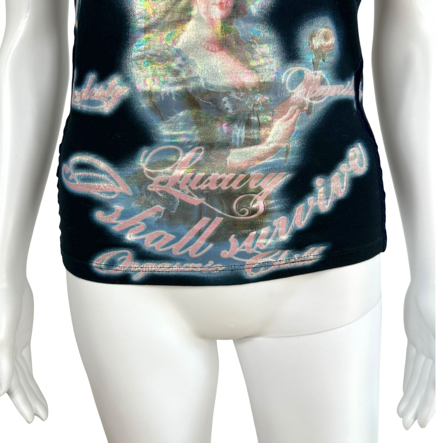 D&G Dolce & Gabbana F/W 2003 Marie Antoinette Black Graphic Tank
