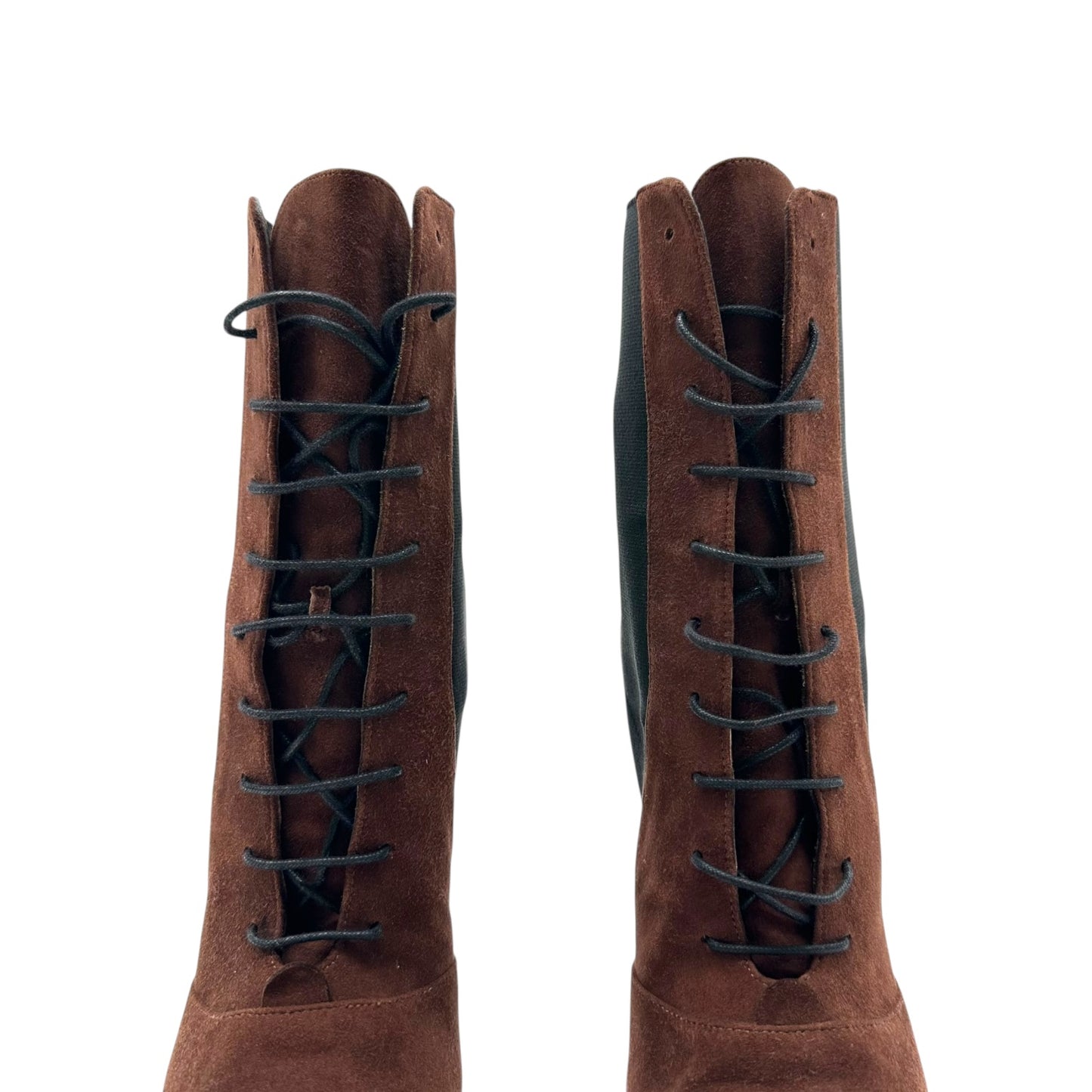 Dolce & Gabbana Brown Suede Lace Up Heeled Ankle Boots