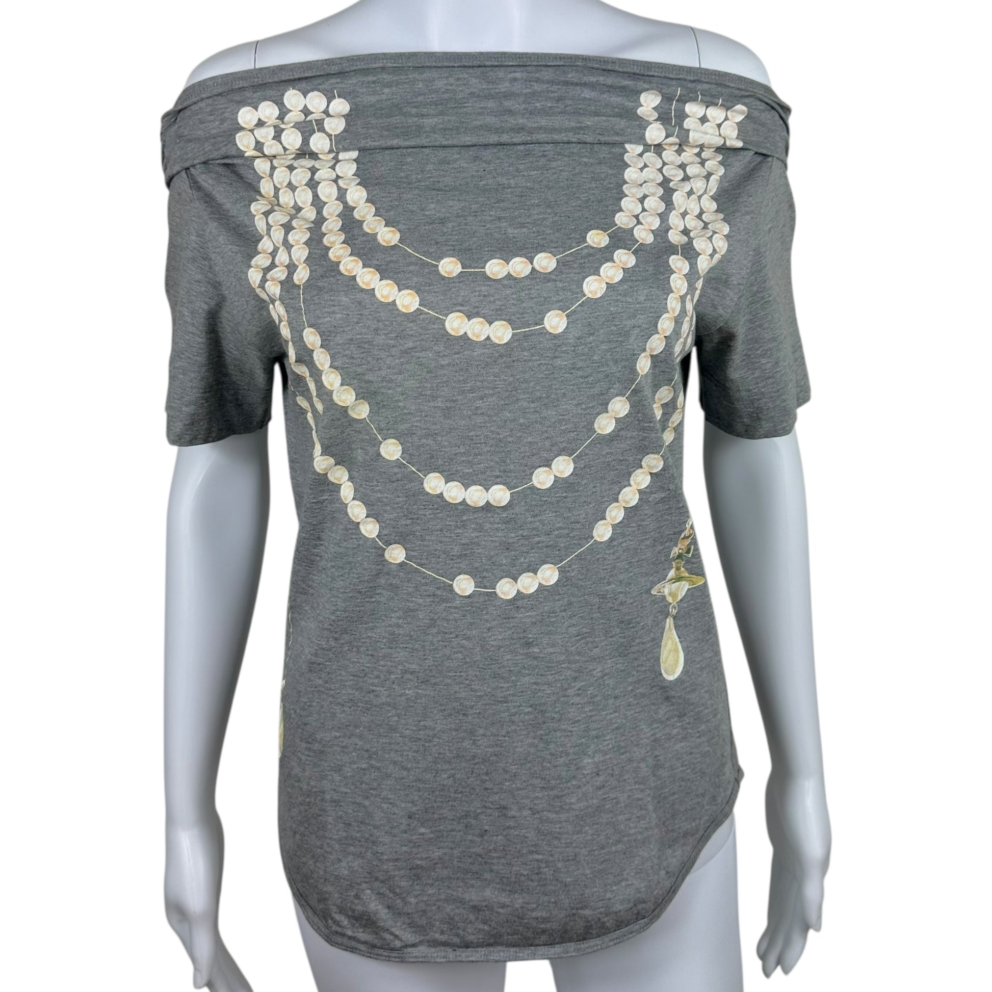 Vivienne Westwood Anglomania Pearl Graphic Off-Shoulder T-Shirt - Outfit Repeater