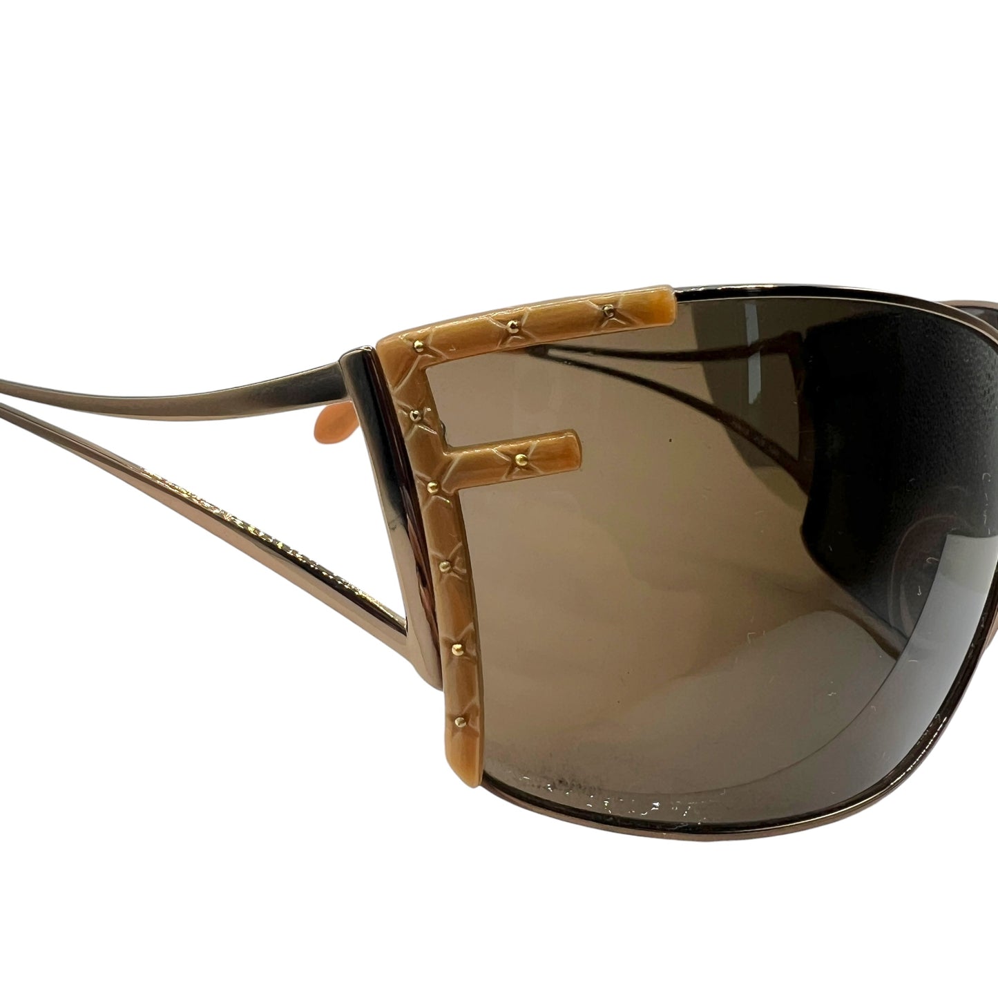 Fendi FS413 Logo Lens Brown Oversized Sunglasses w/ Case