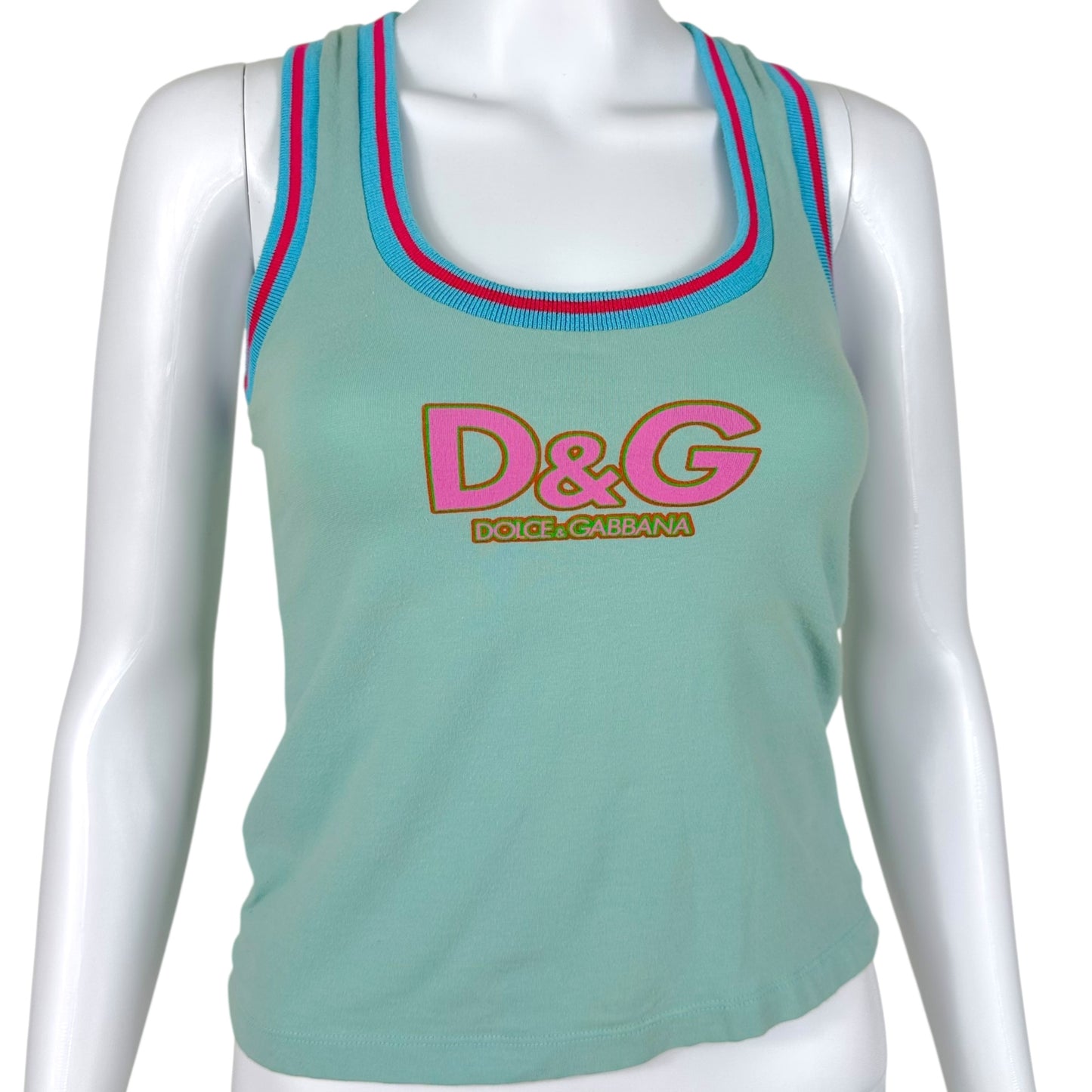 D&G Dolce and Gabbana Blue Logo Tank Top