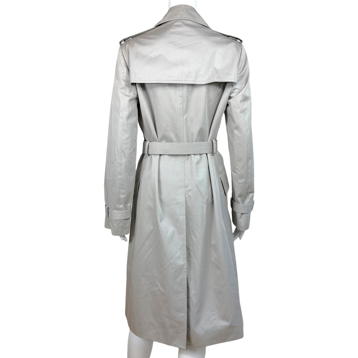 Gucci Light Gray Trench Coat with Gold GG Logo Belt