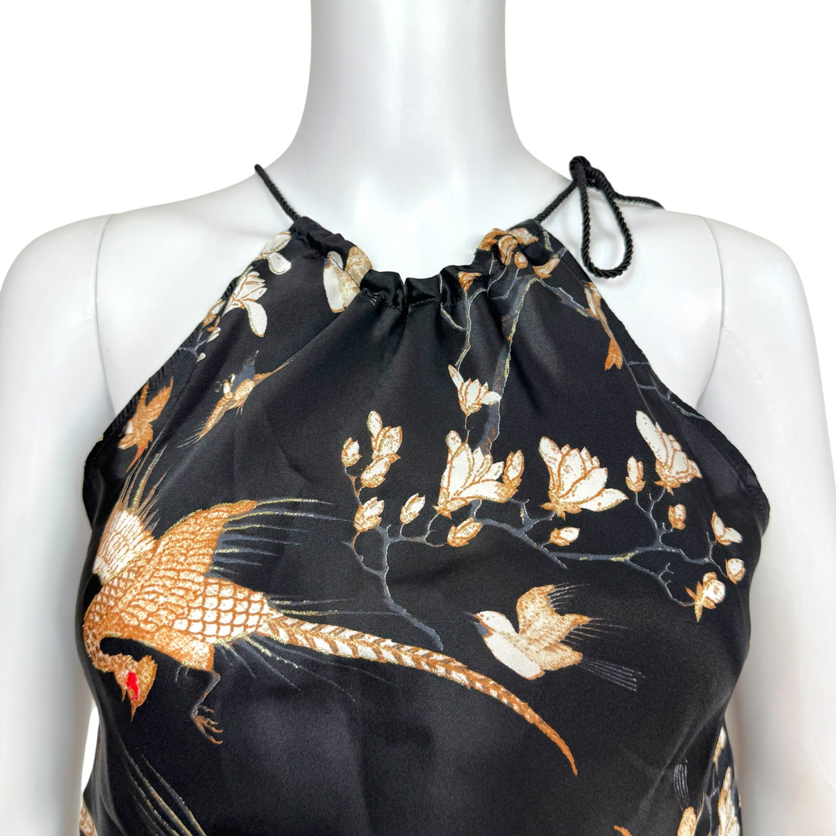 Just Cavalli Roberto Cavalli Black Bird Print Halterneck Sleeveless Blouse NEW