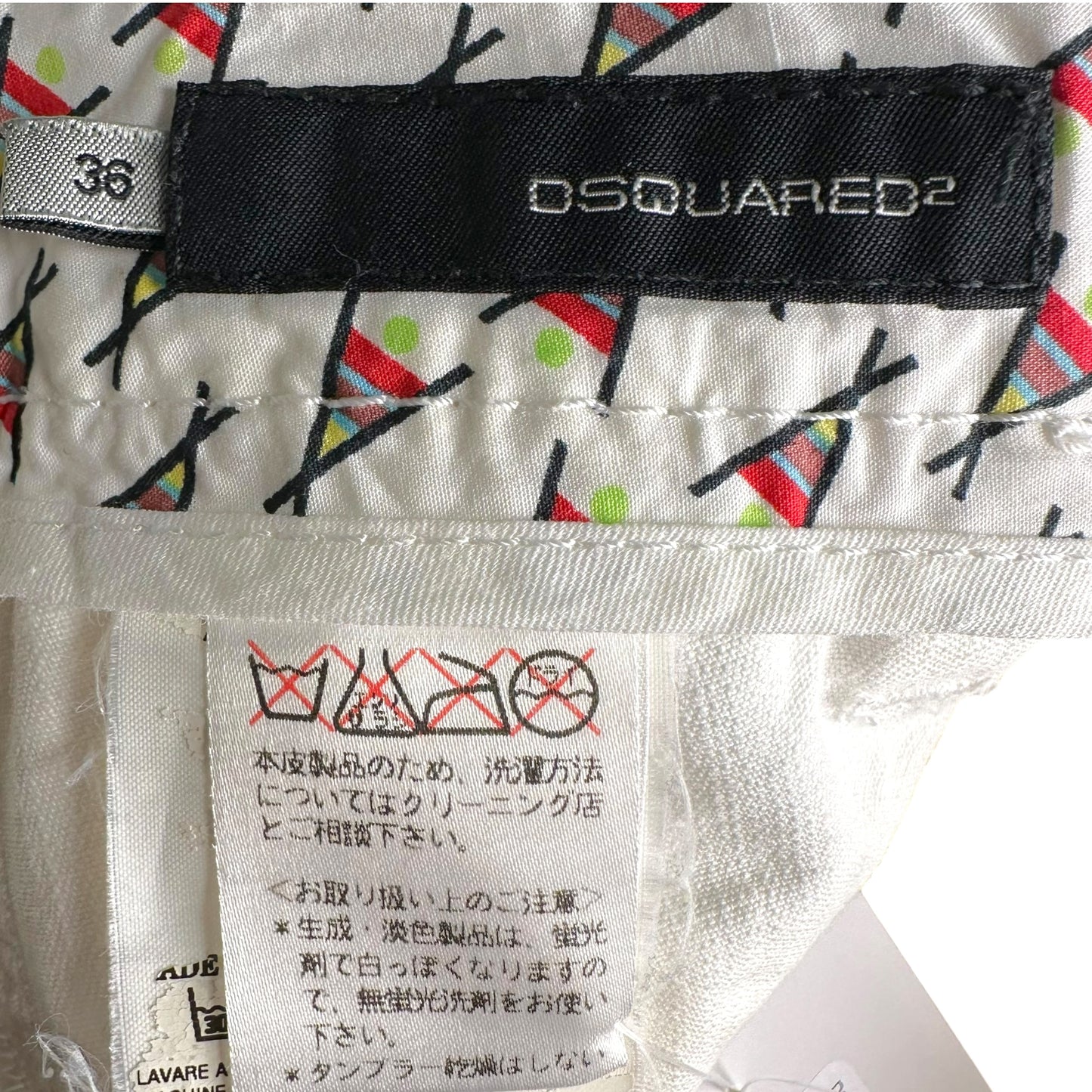 Dsquared2 White Denim Pleated Logo Patch Mini Skirt