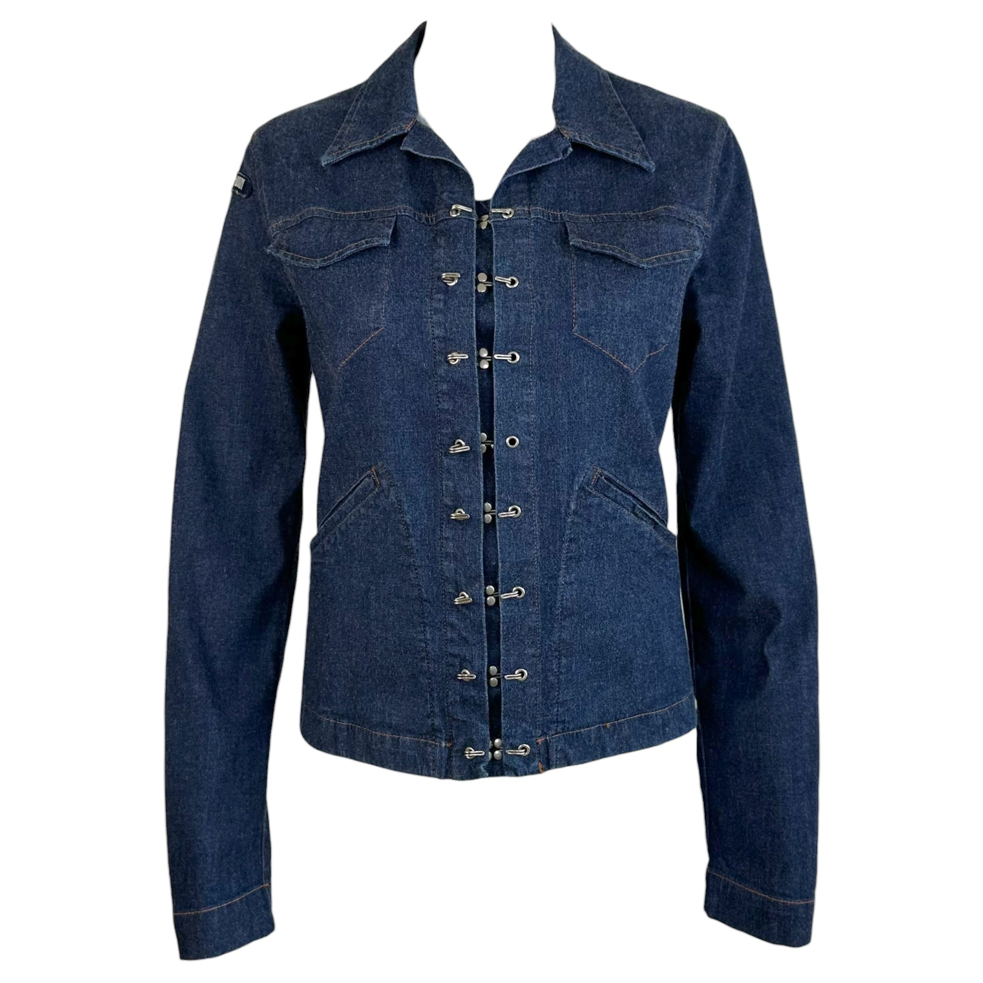 Jean Paul Gaultier Denim Jacket Blue Hook & Eye Closure