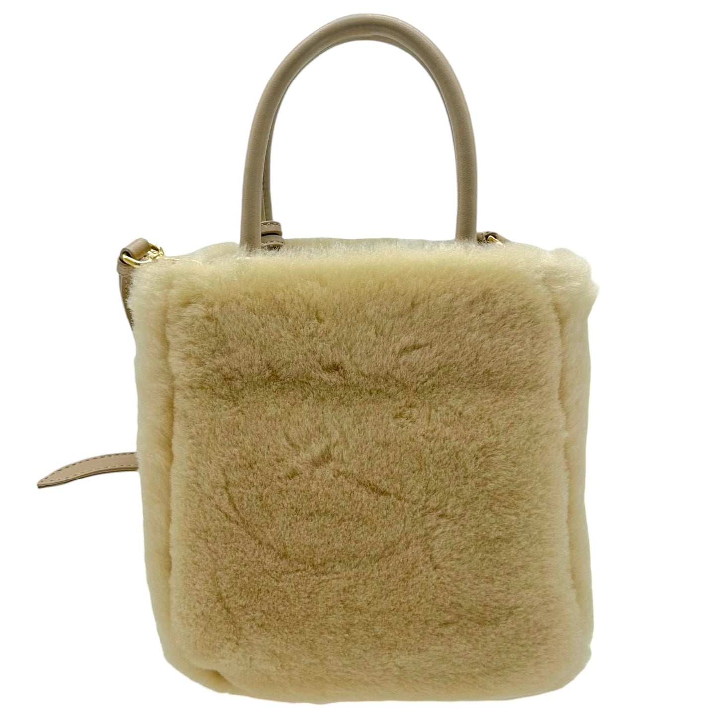 Prada Ivory Shearling 2-Way Mini Tote Bag