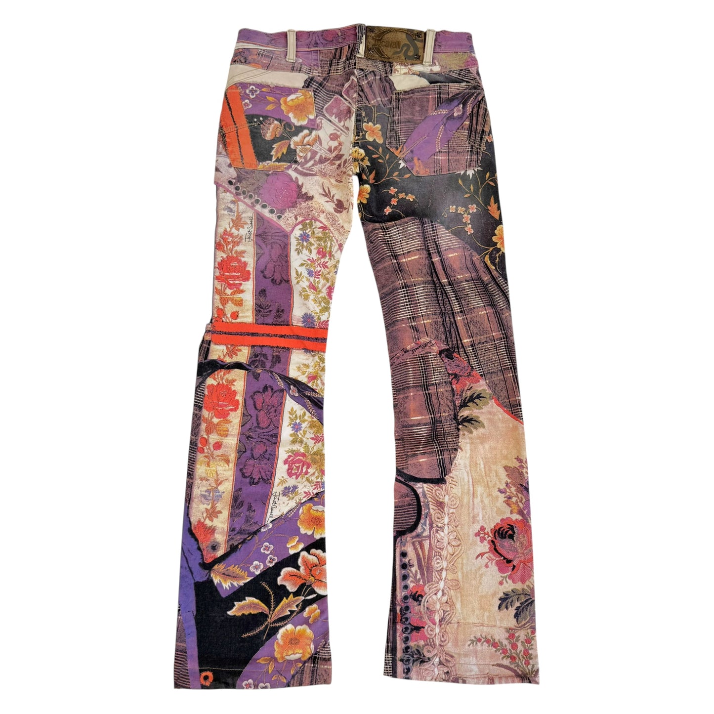 Just Cavalli Roberto Cavalli Purple Multi Plaid & Floral Print Jeans