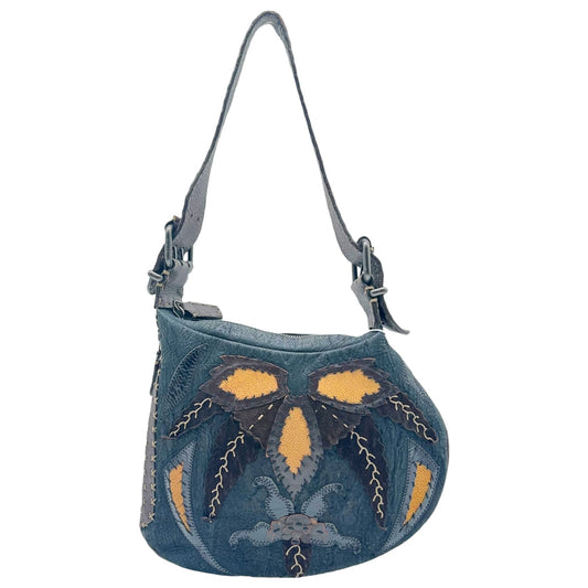 Fendi Oyster Bag Black Brown Patchwork Stingray Leather