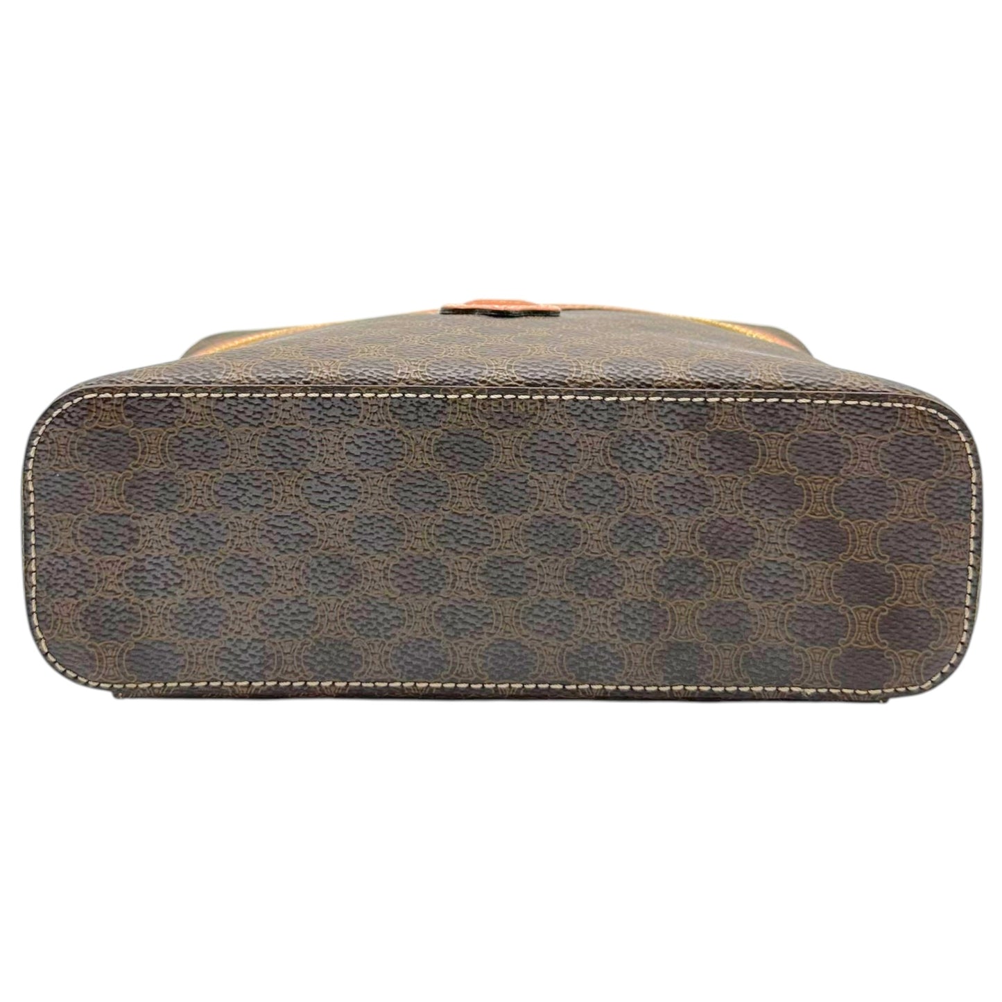 Celine Brown Triomphe Monogram Top Handle Vanity Bag