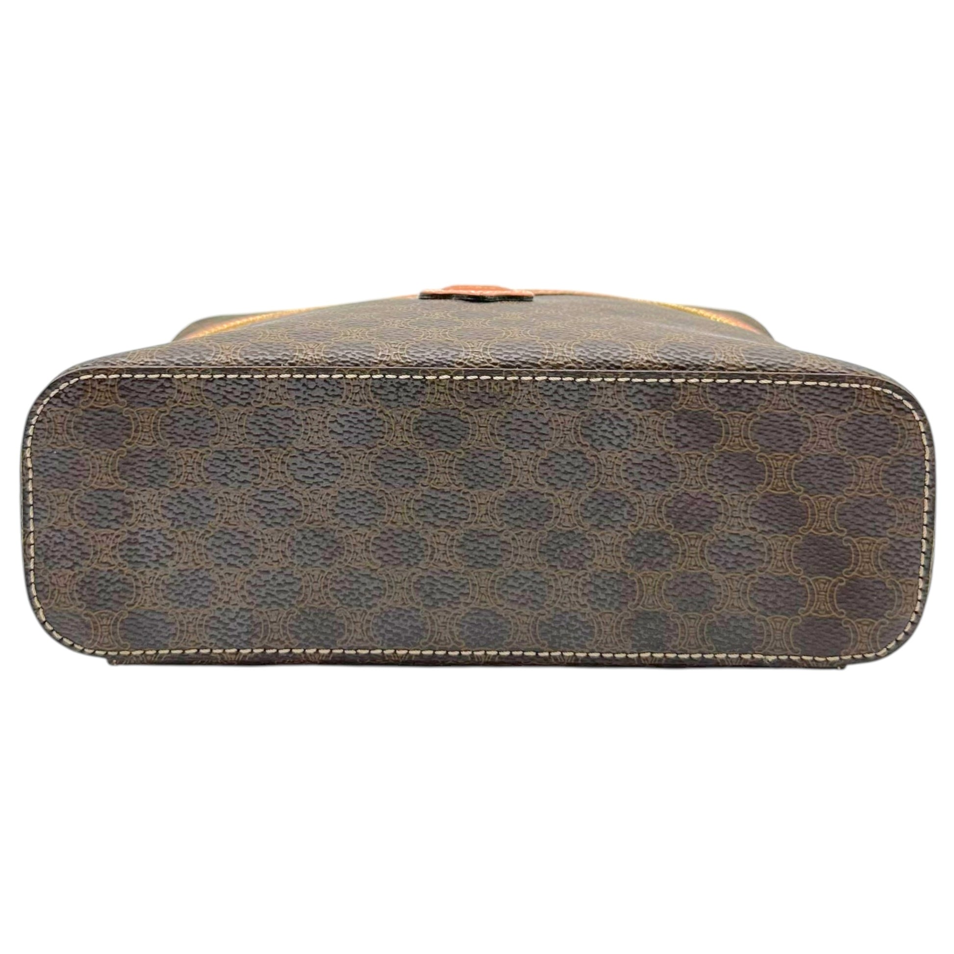 Celine Brown Triomphe Monogram Top Handle Vanity Bag