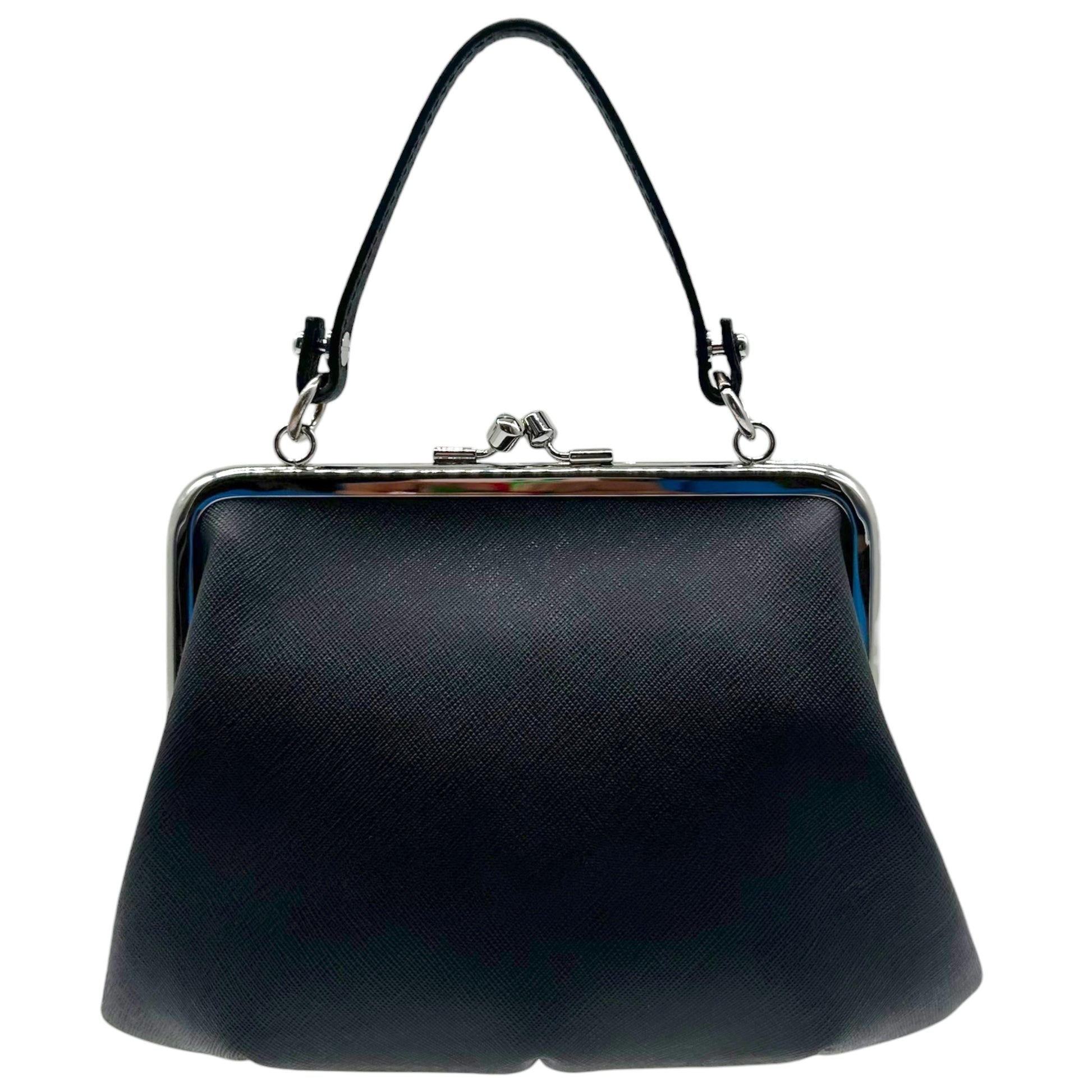 Vivienne Westwood Black Leather Mini Bag with Kisslock Closure