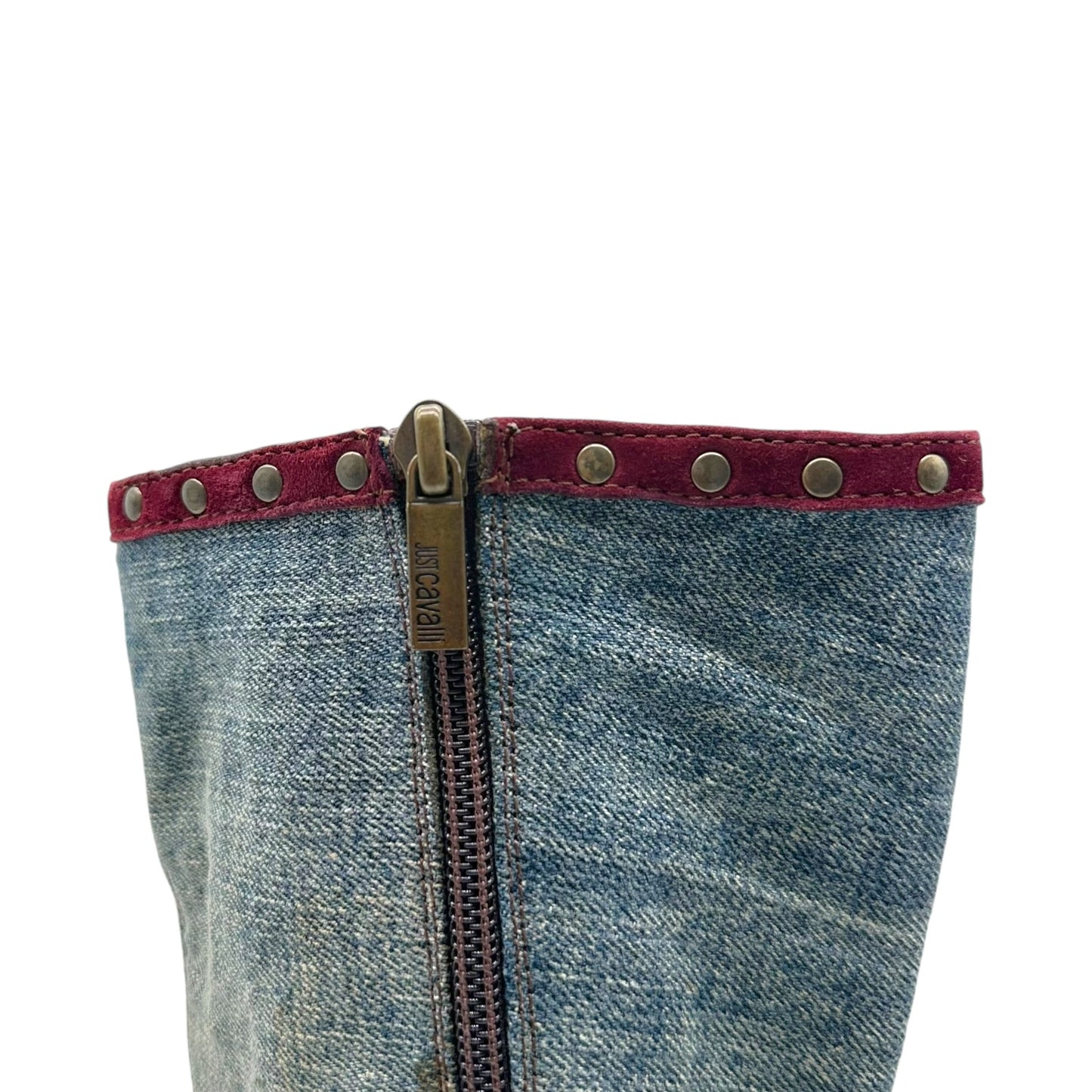 Just Cavalli Roberto Cavalli Denim Studded Heeled Boots