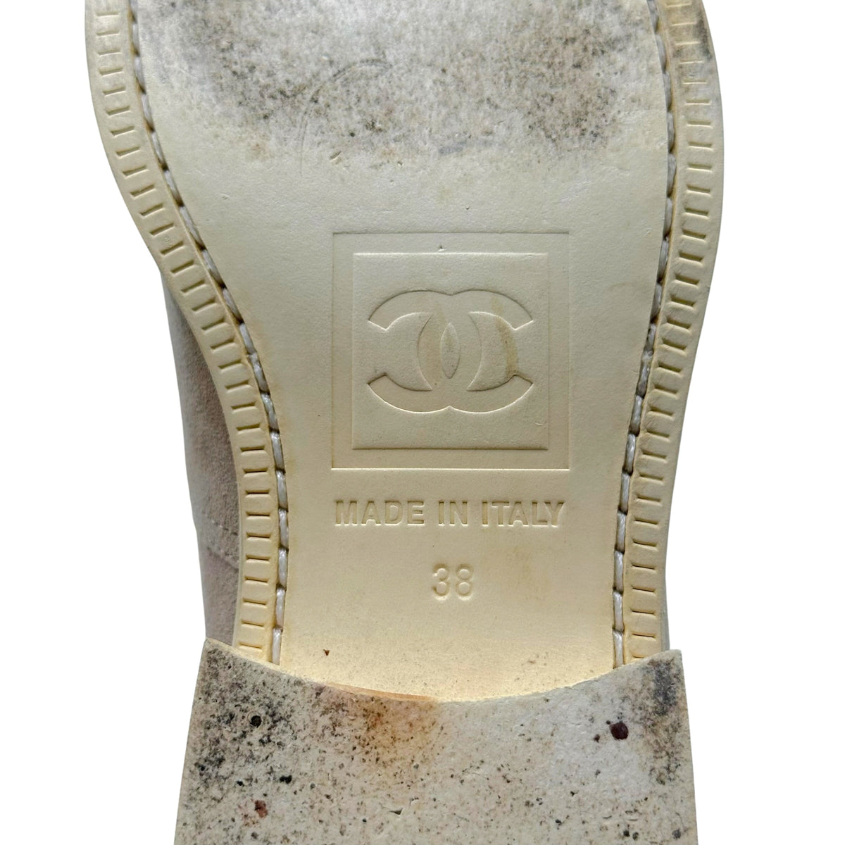 Chanel Engineer Boots Light Beige Suede Wood Sole