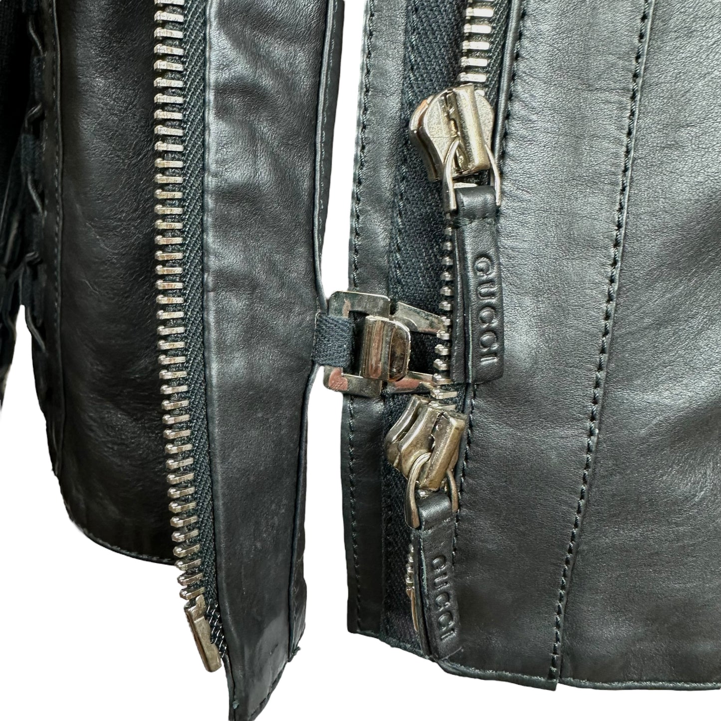 Gucci S/S 2010 Lace Up Black Leather Jacket