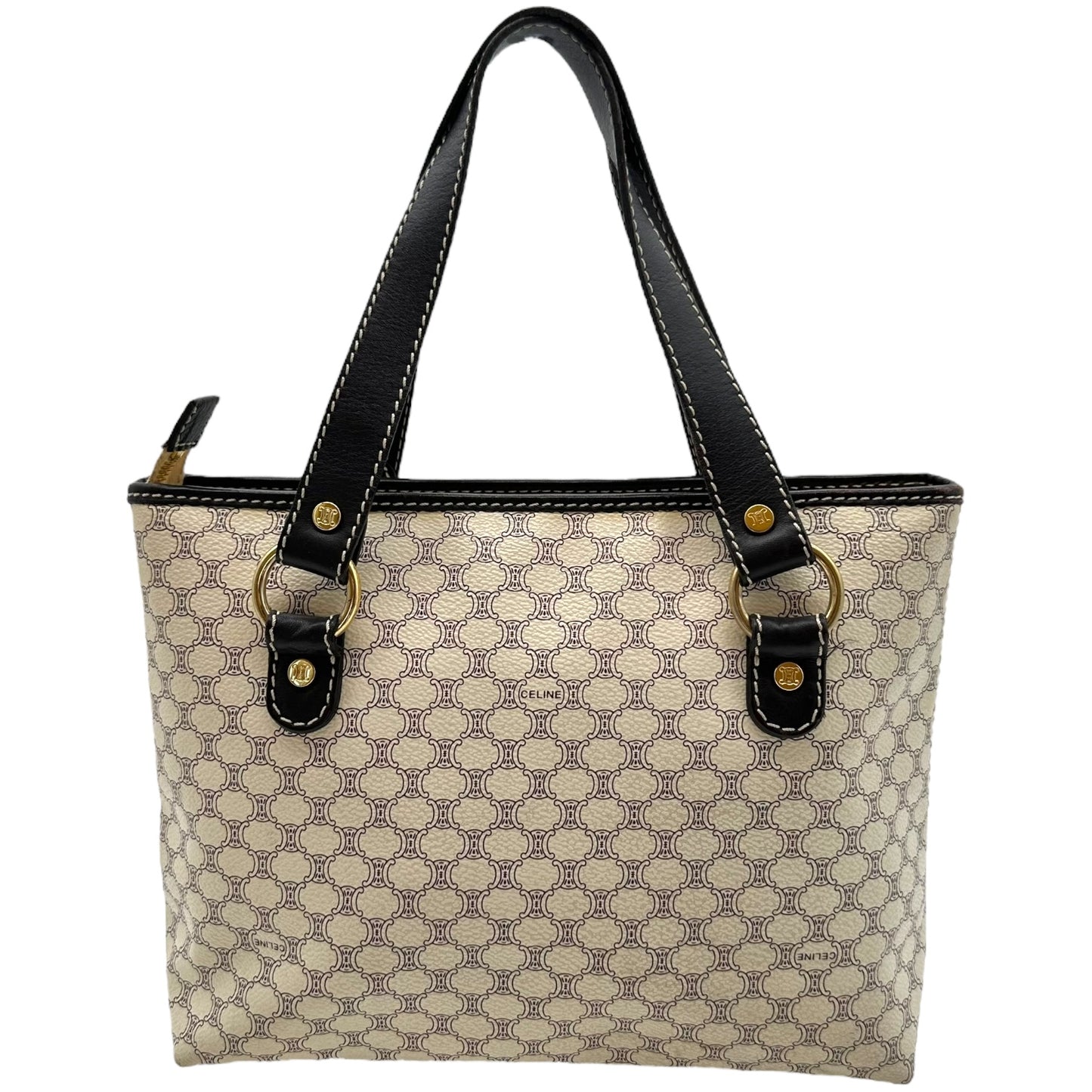 Celine White Triomphe Monogram Mini Tote Bag - Outfit Repeater