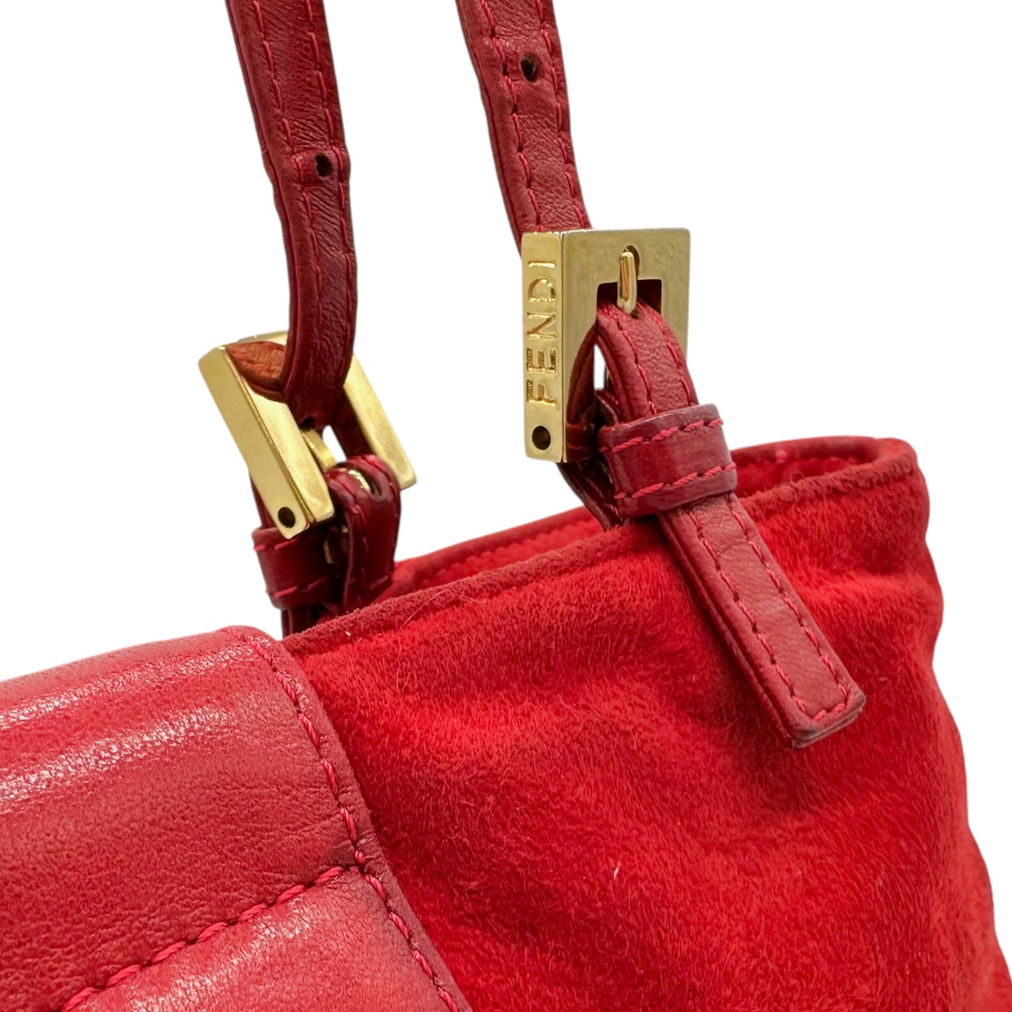 Fendi Red Suede Shoulder Bag