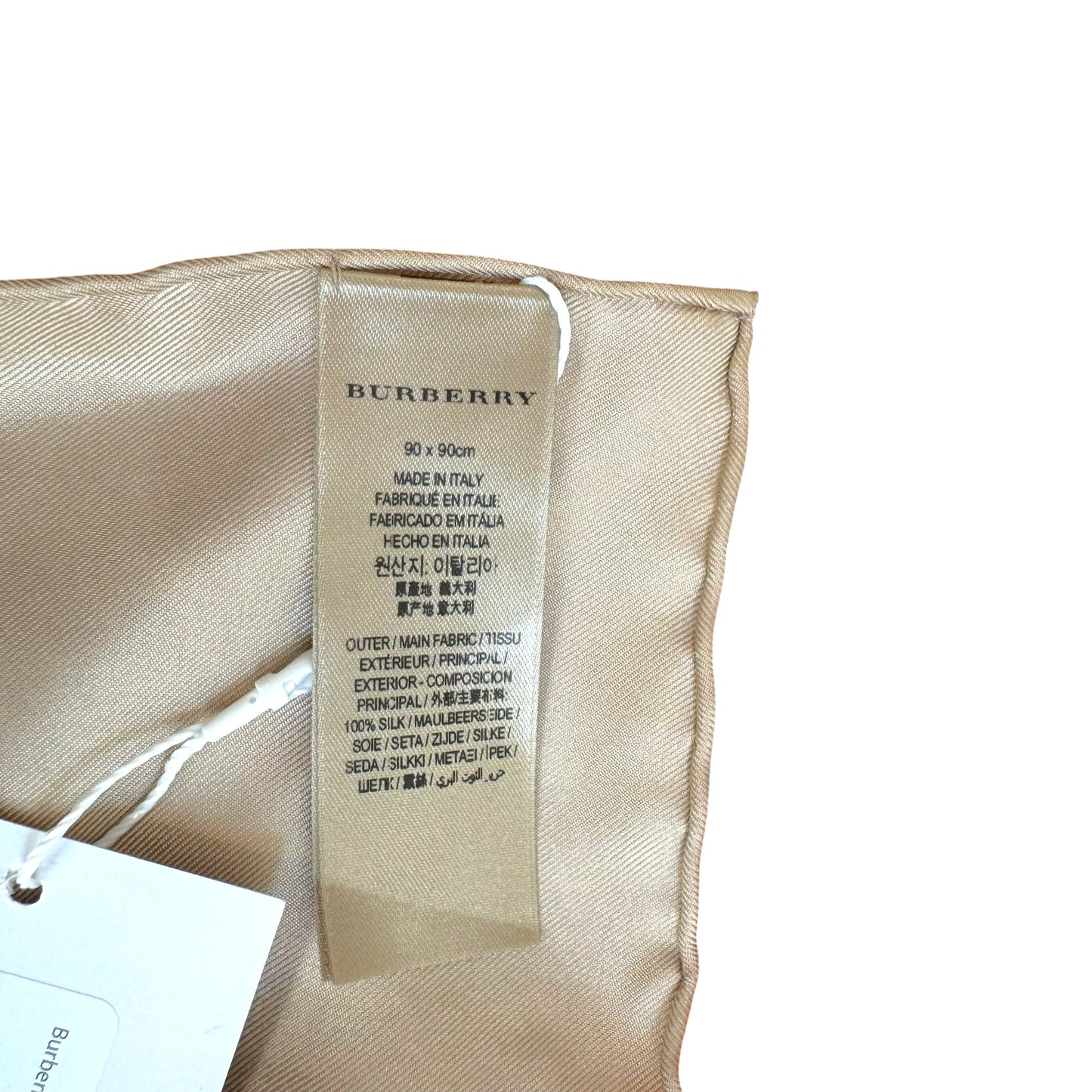 Burberry Tan & Orange Current Monogram Silk Square Scarf