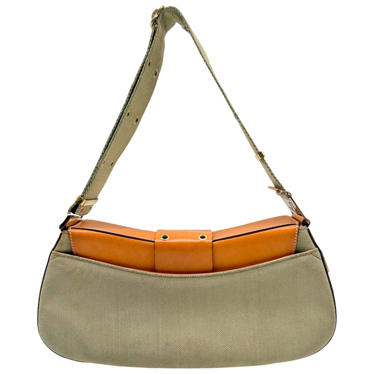 Christian Dior Canvas Tan Leather Columbus Shoulder Bag