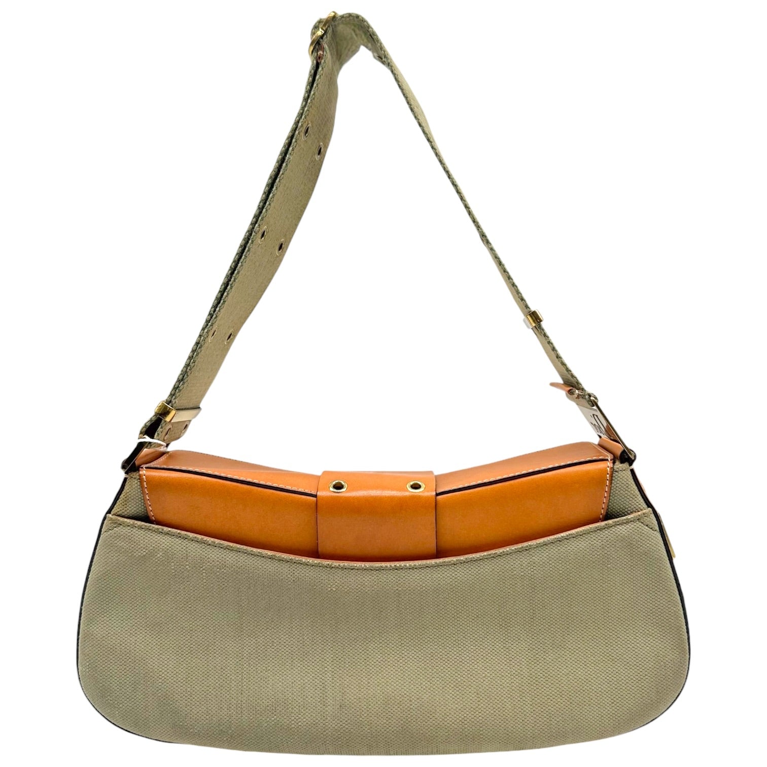 Christian Dior Canvas Tan Leather Columbus Shoulder Bag
