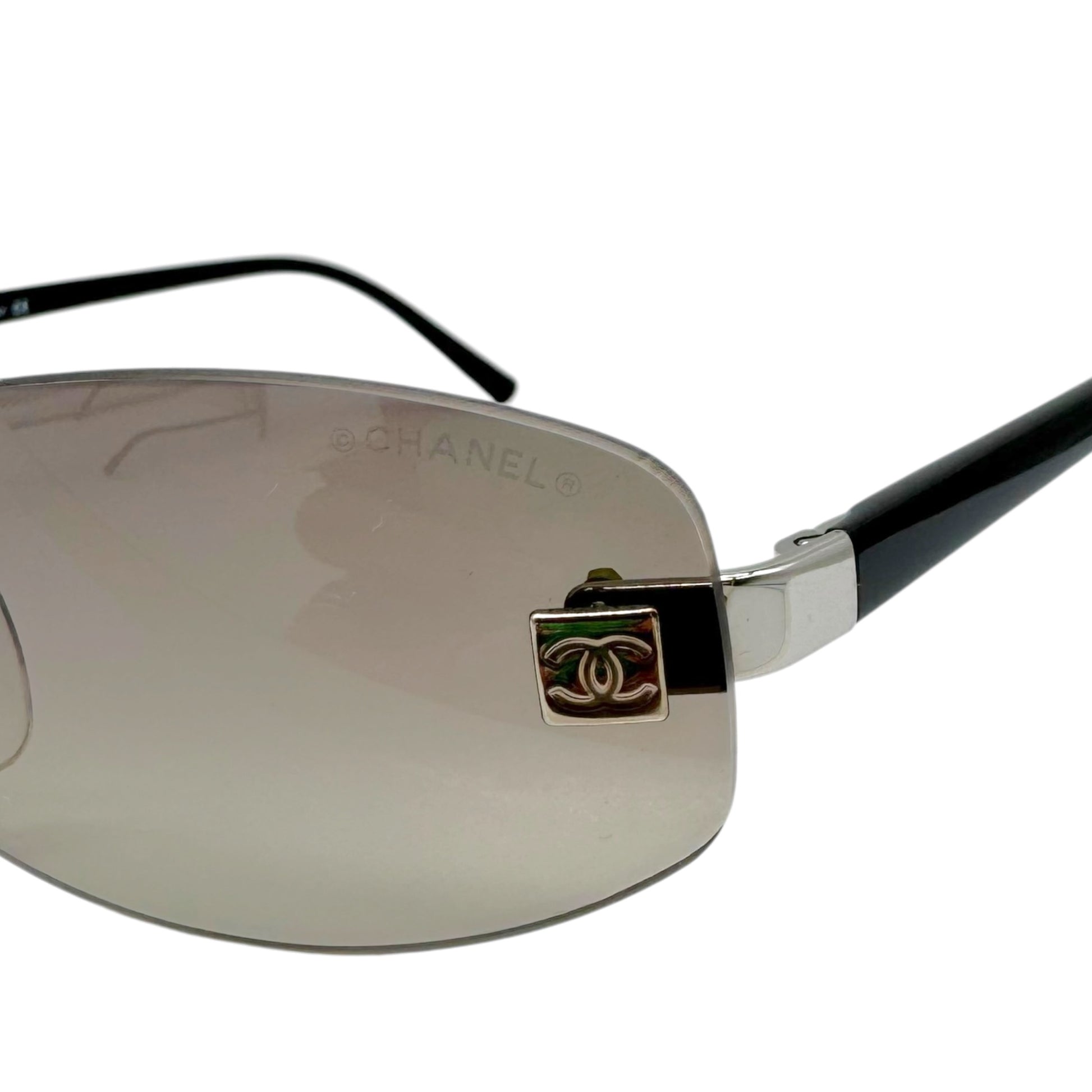 Chanel Rimless Oval Sunglasses Gray Gradient Lenses