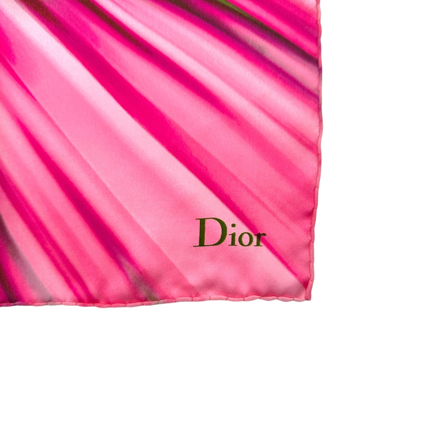 Christian Dior Pink & Blue Silk Logo Scarf