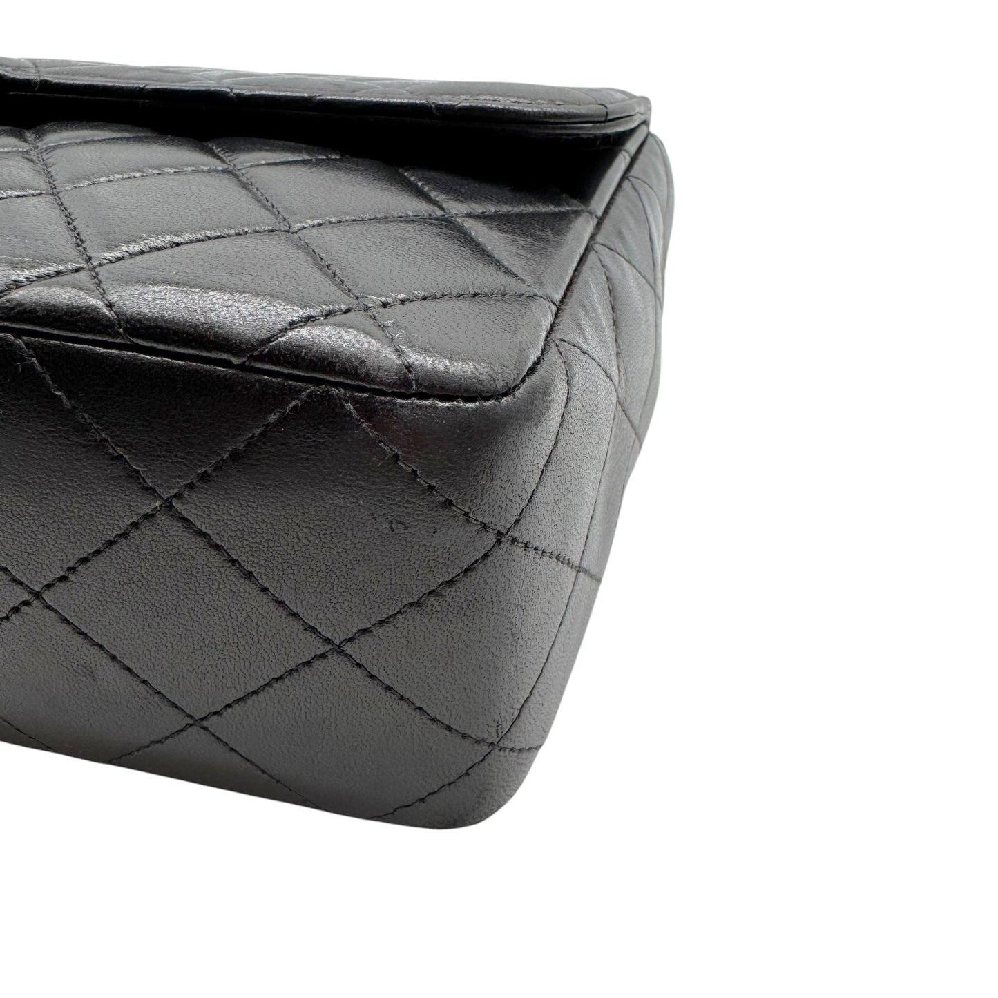 Chanel Black Matelasse Lambskin Top Handle Kelly Flap Bag 1994-96