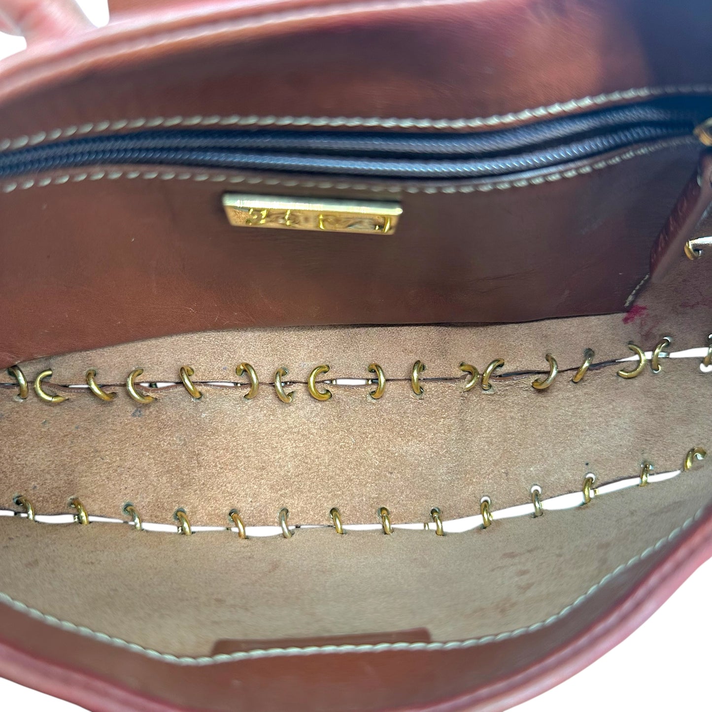 Loewe Brown Leather Small Hobo Bag with Gold Detailing