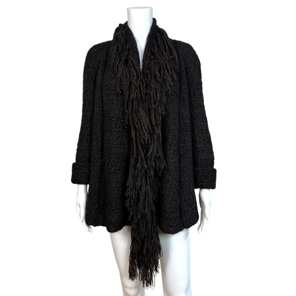 Gucci F/W 2012 Brown Fringe Trim Cardigan