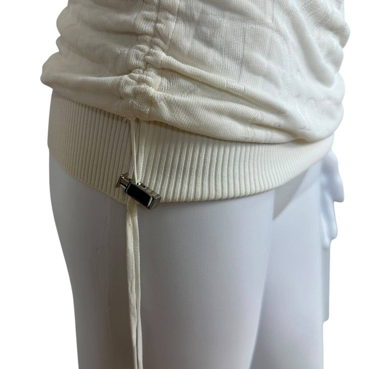 Christian Dior S/S 2004 White Logo Knit Ruched Side Tank