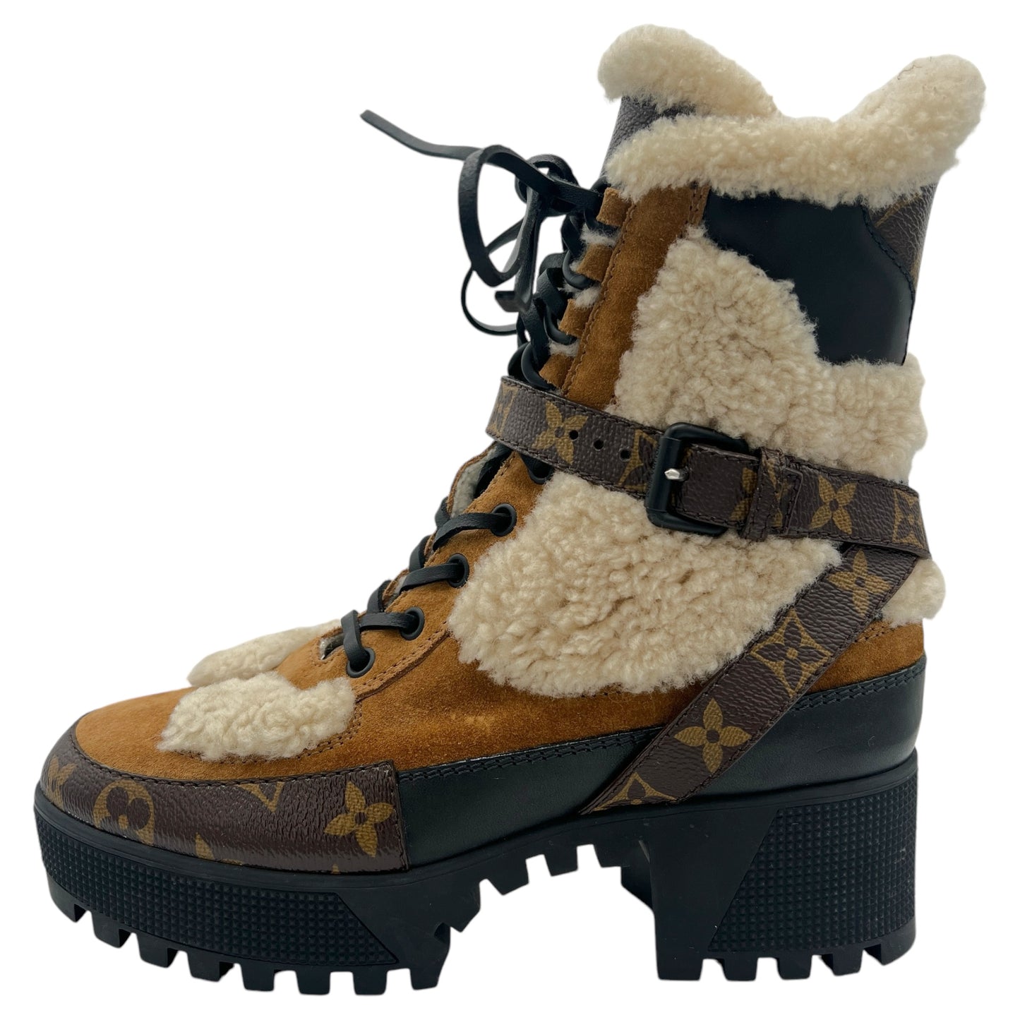 Louis Vuitton 2021 Laureate Platform Shearling Desert Boots