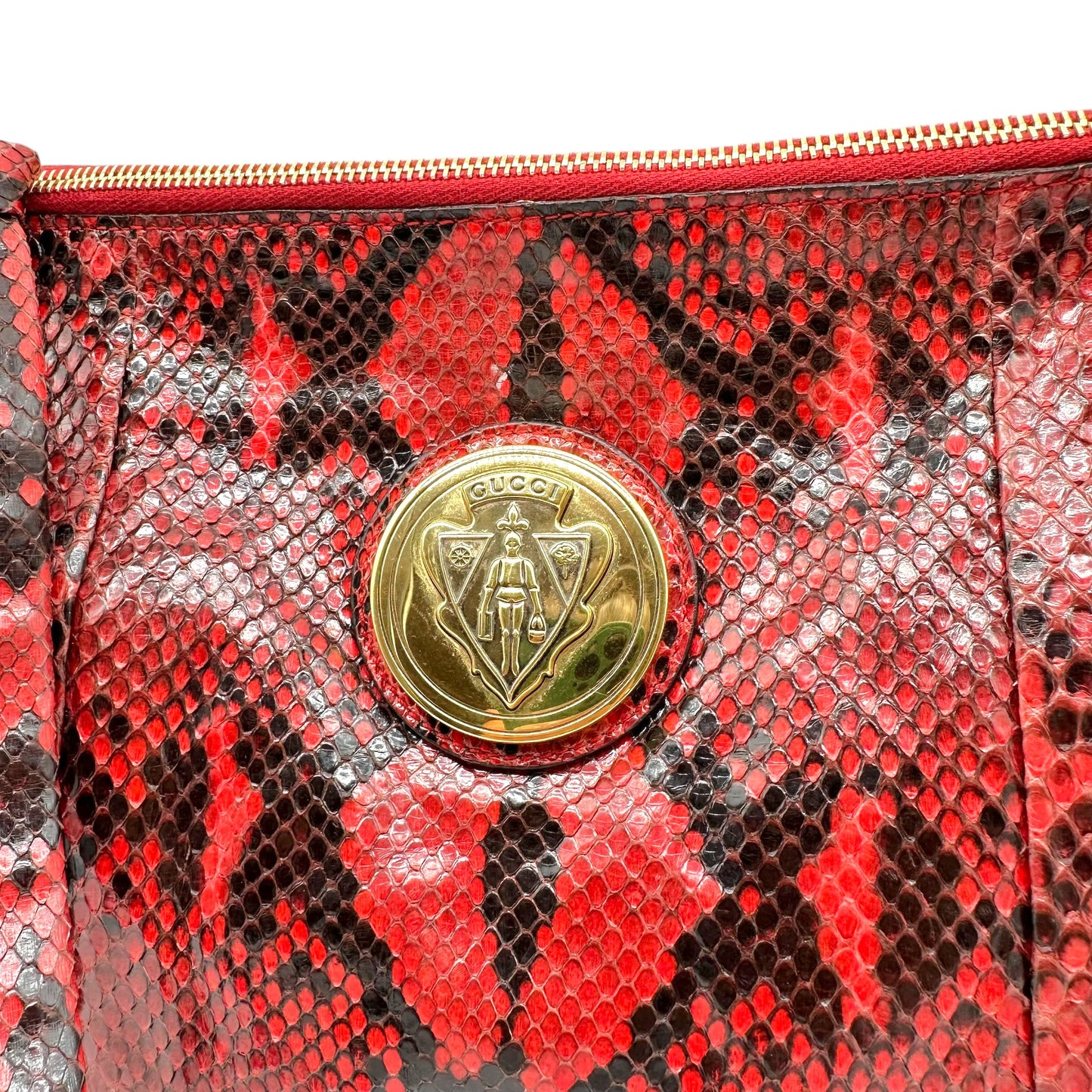 Gucci Python Hysteria Clutch Bag Red Black