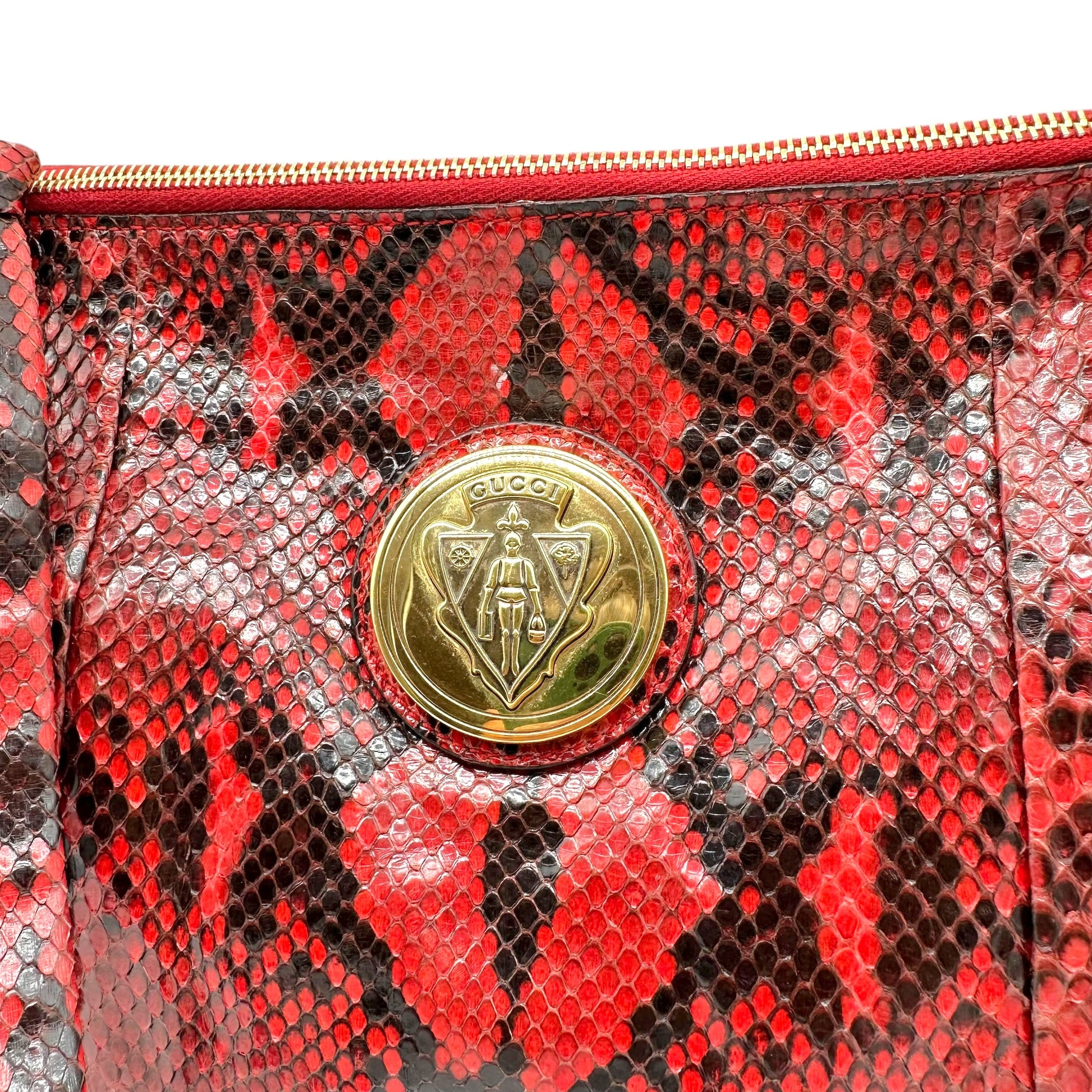 Gucci Python Hysteria Clutch Bag Red Black