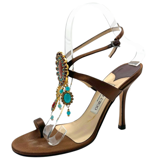 Jimmy Choo Turquoise Crystal Embellished Sandal Heels