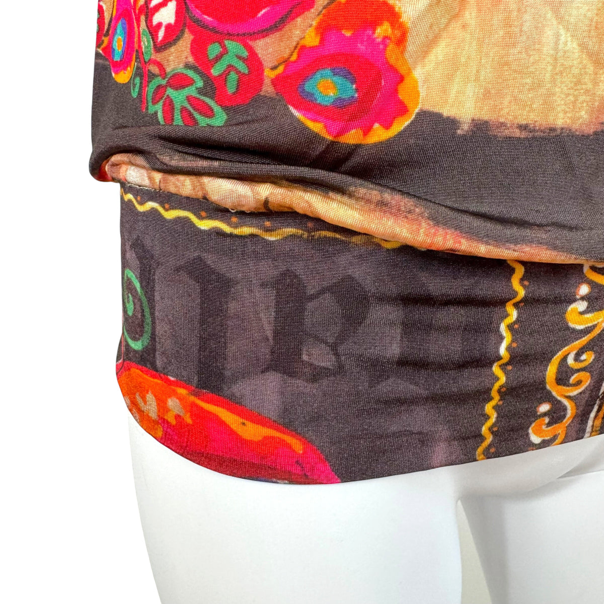 Galliano Multicolor Patterned Cowl Neck Cami Top