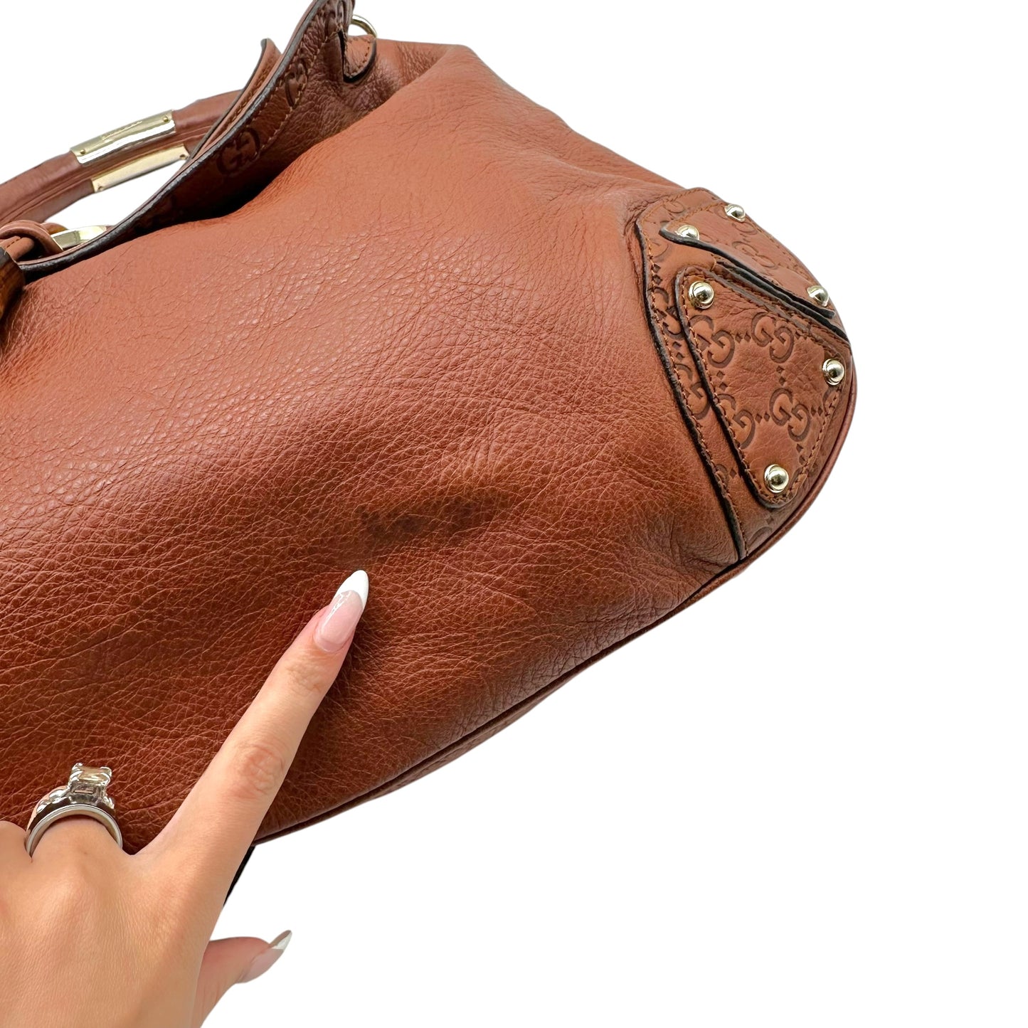 Gucci Brown Leather Guccissima Monogram Indy Bag
