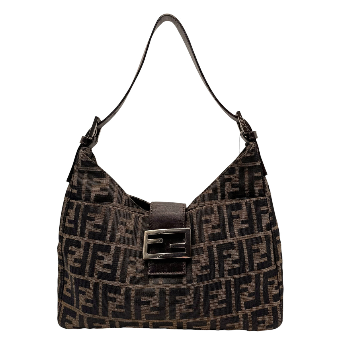 Fendi Brown Monogram Zucca Shoulder Baguette Bag