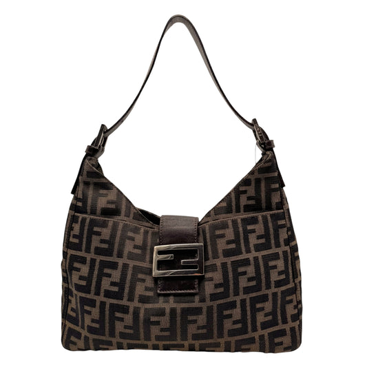 Fendi Brown Monogram Zucca Shoulder Baguette Bag