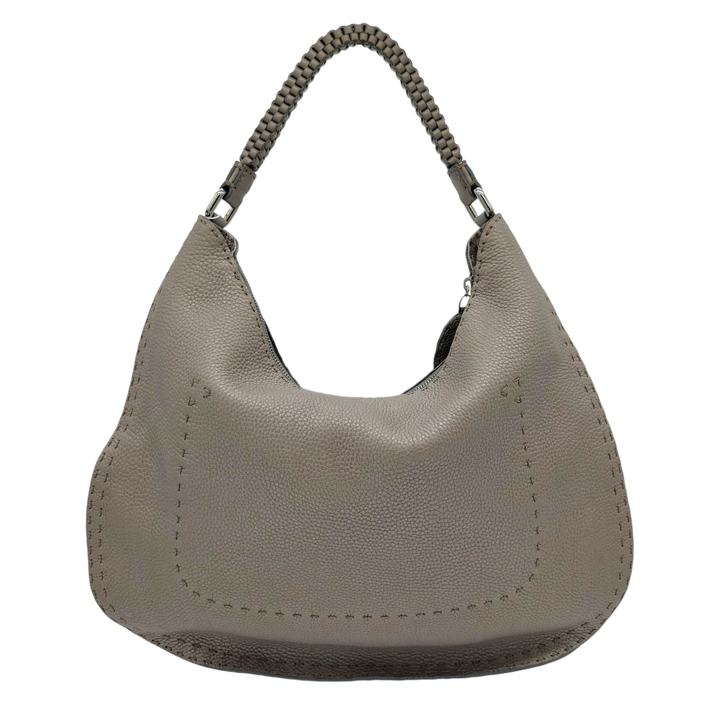 Fendi Selleria Silver Leather Hobo Bag